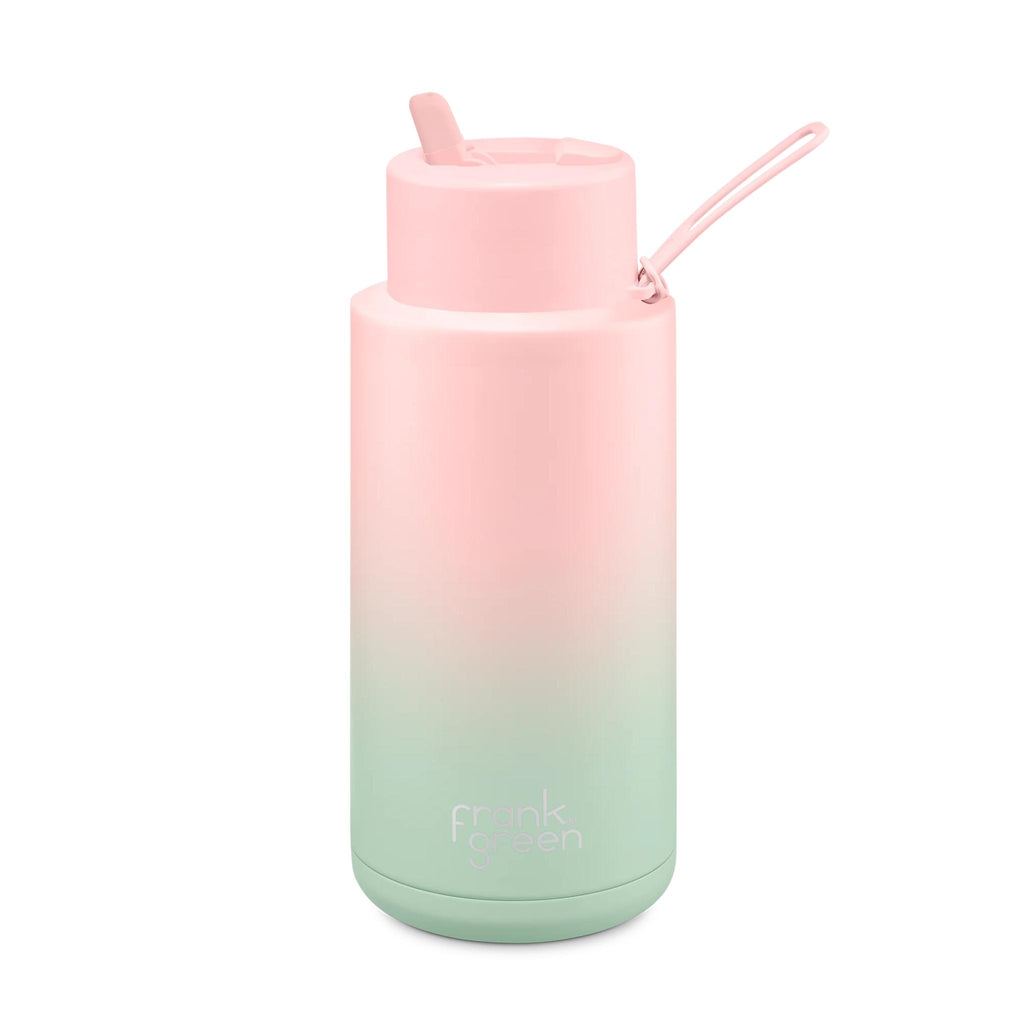 Frank Green 34oz Reusable Bottle Straw Lid Blushed/Mint Gelato