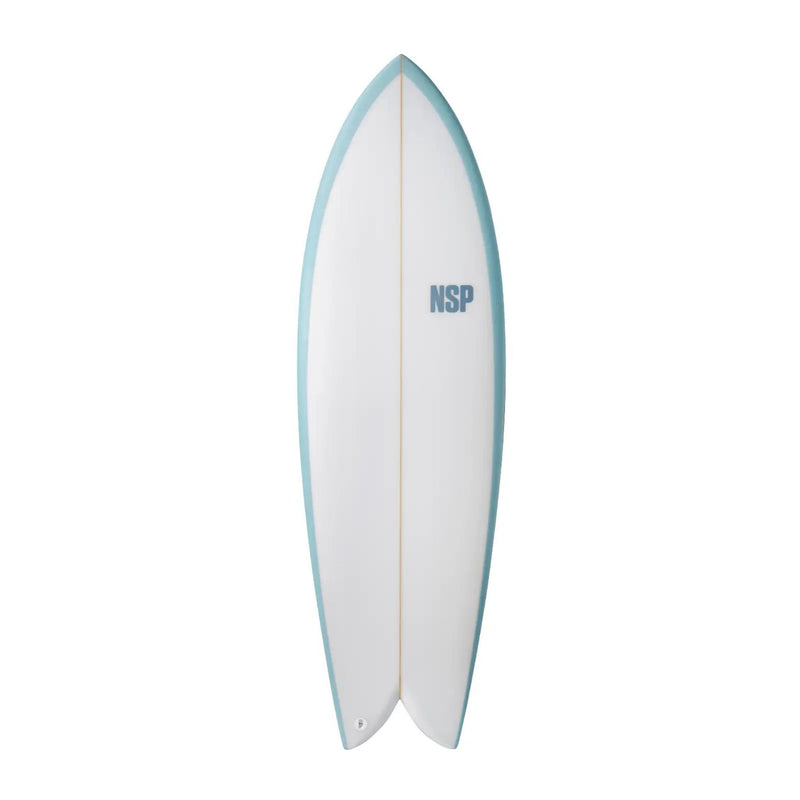 Nsp Double Vision Pu Twin Fin Surfboard - Cyan