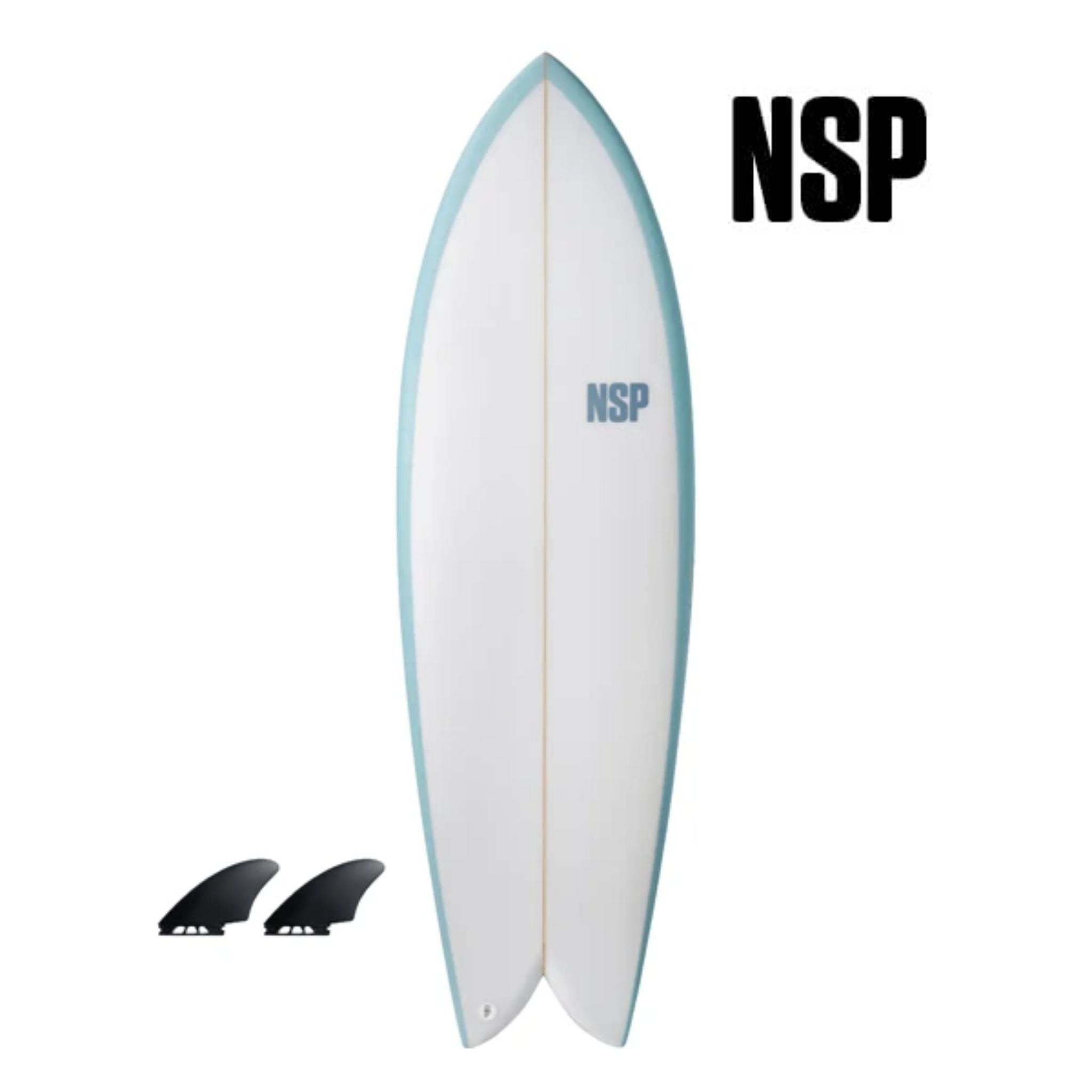 Nsp Double Vision Pu Twin Fin Surfboard - Cyan