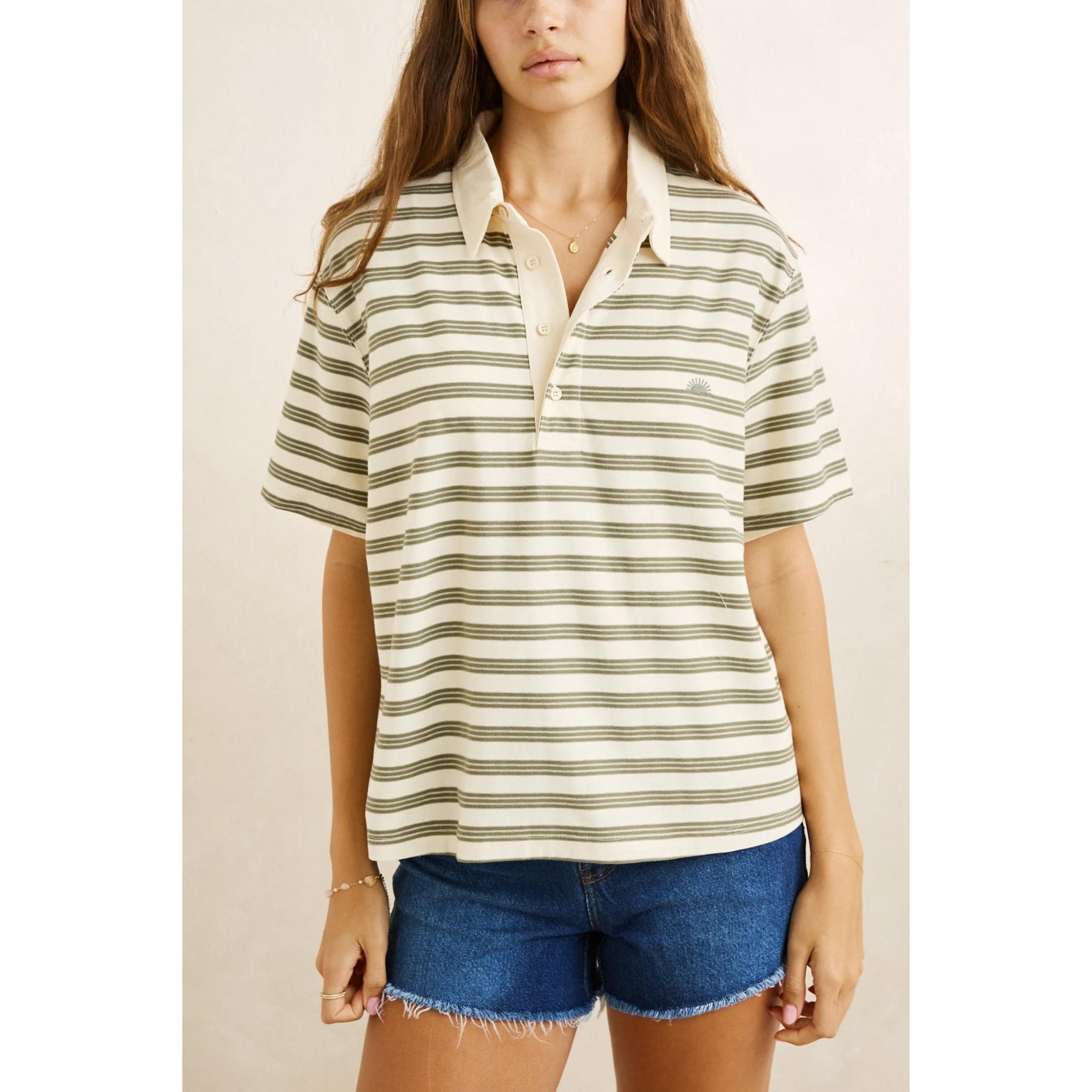 Rhythm Vintage Stripe Rugby Short Sleeve Shirt