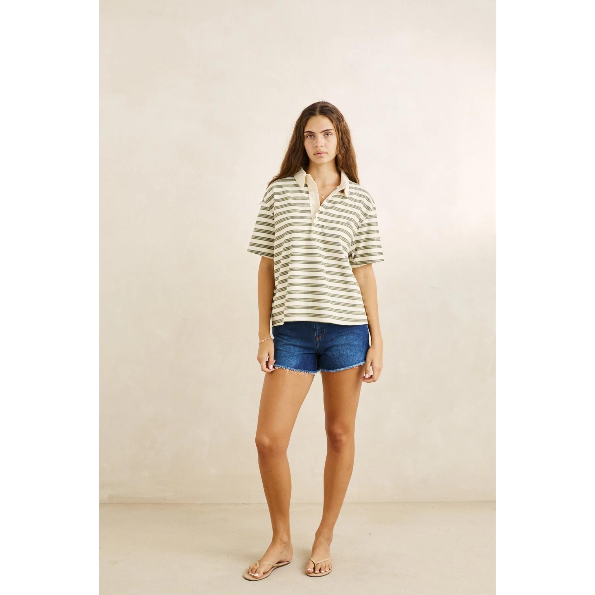 Rhythm Vintage Stripe Rugby Short Sleeve Shirt
