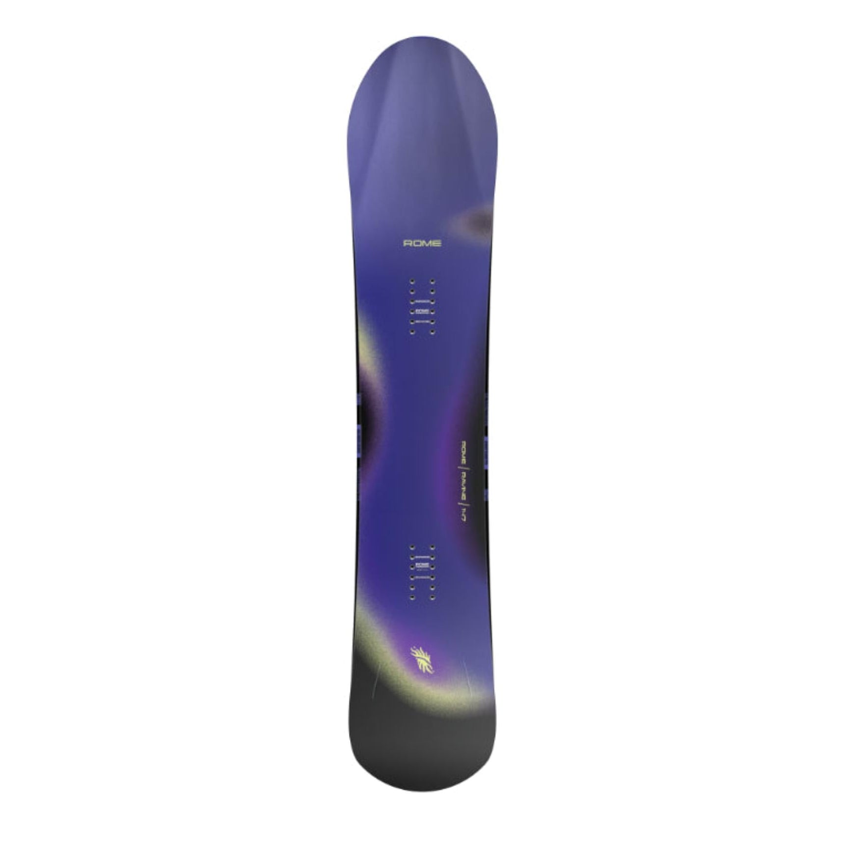 Purple snowboard with a gradient design on a white background