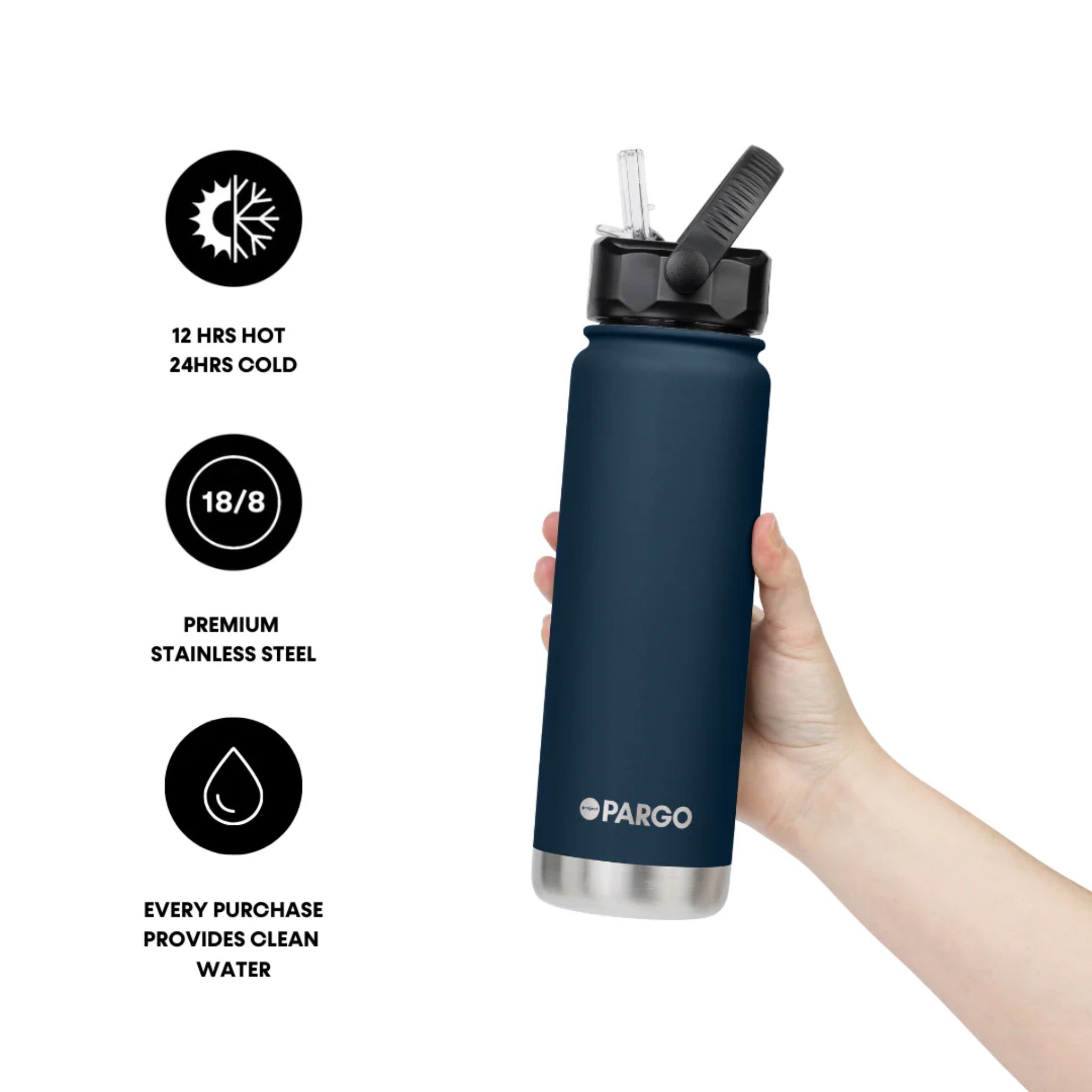 Project Pargo 750ml Insulated Sports Bottle w/ Straw