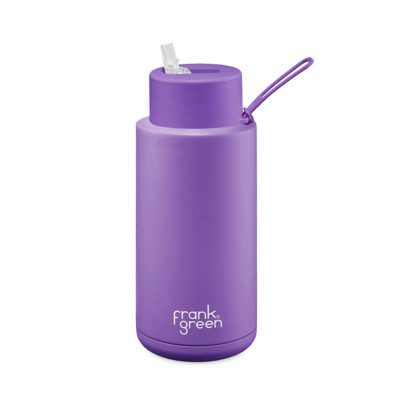 Frank Green 34oz Reusable Bottle Straw Lid Cosmic Purple