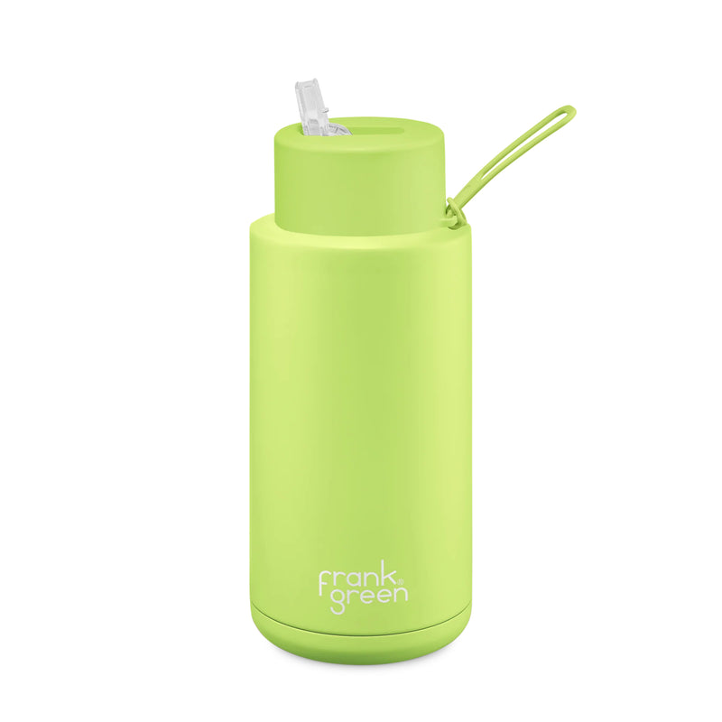 Frank Green 34oz Reusable Bottle Straw Lid Pistachio Green