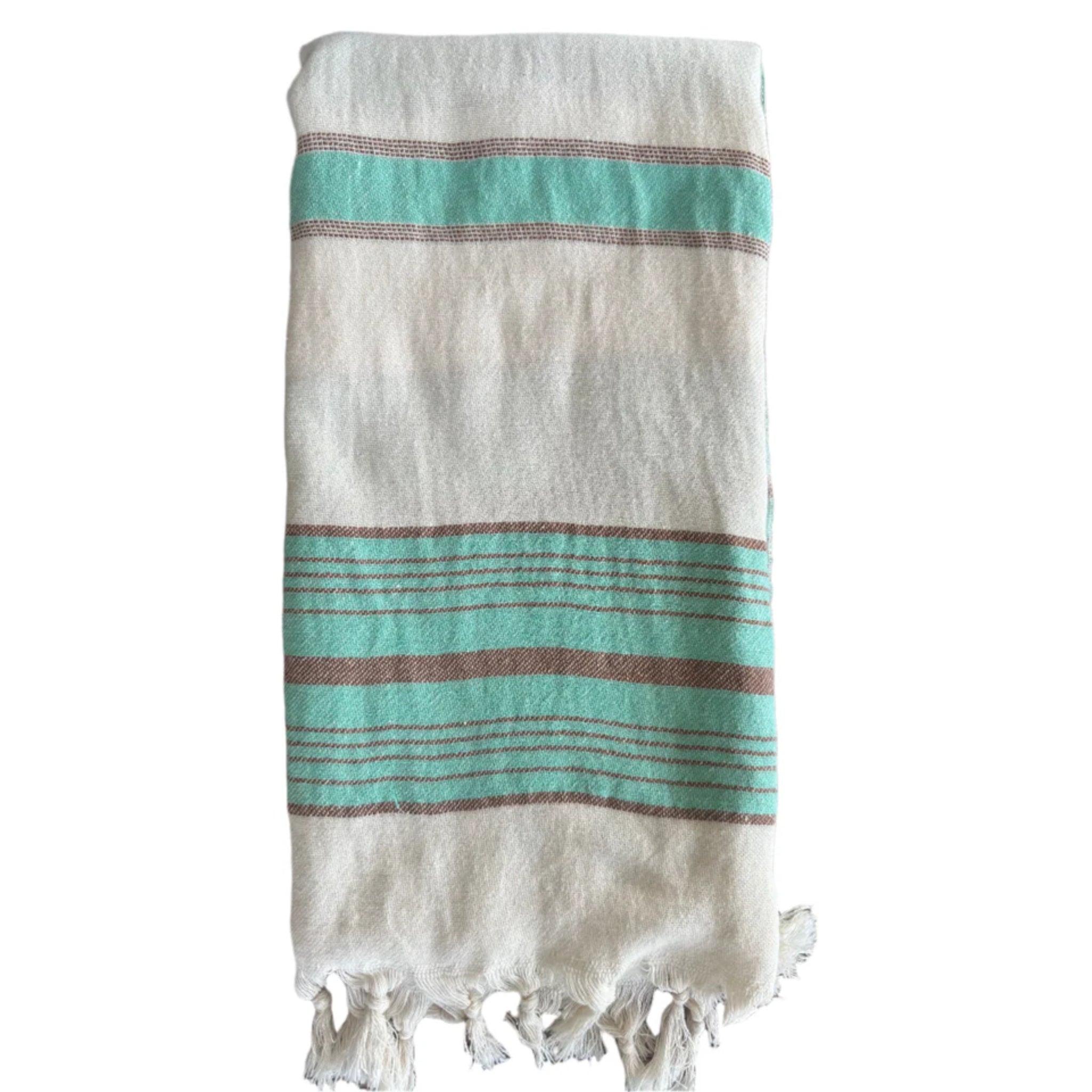 Salty Shadows Aqua Stripe Turkish Towel