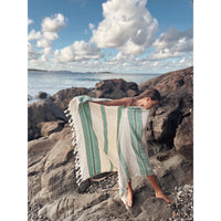 Salty Shadows Aqua Stripe Turkish Towel