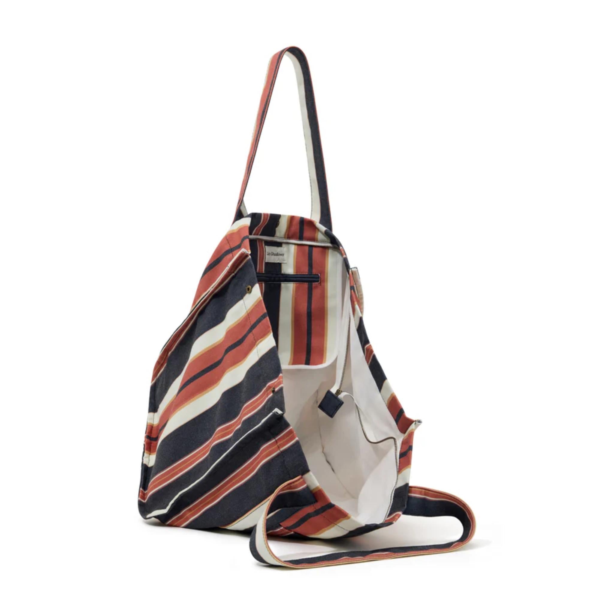Salty Shadows Brown Stripe Oversized Beach Bag