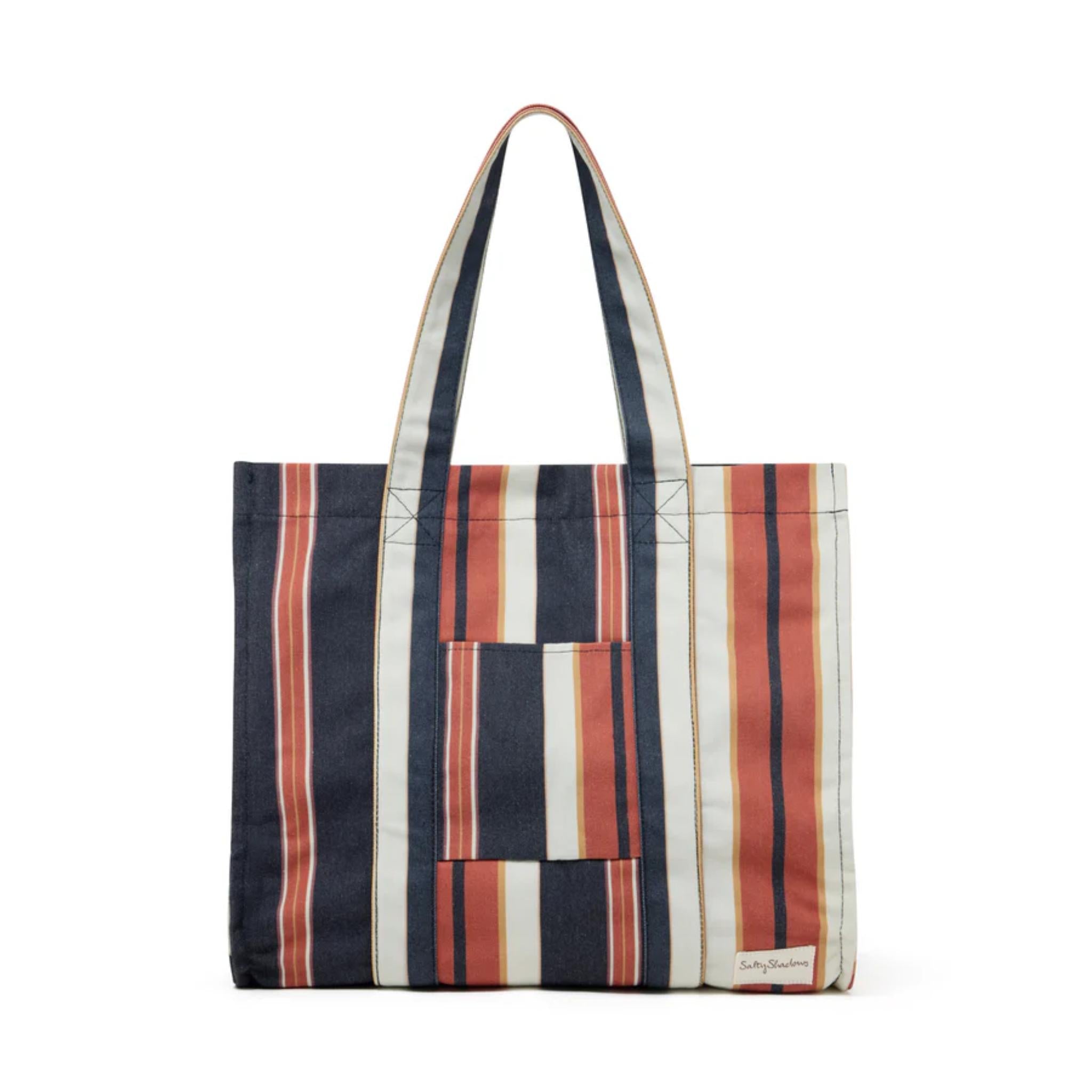 Salty Shadows Brown Stripe Oversized Beach Bag
