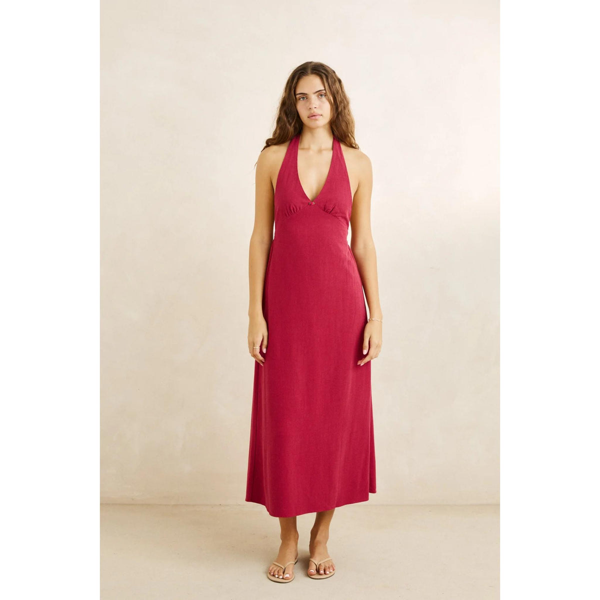 Rhythm Sunny Days Linen Halter Neck Maxi Dress