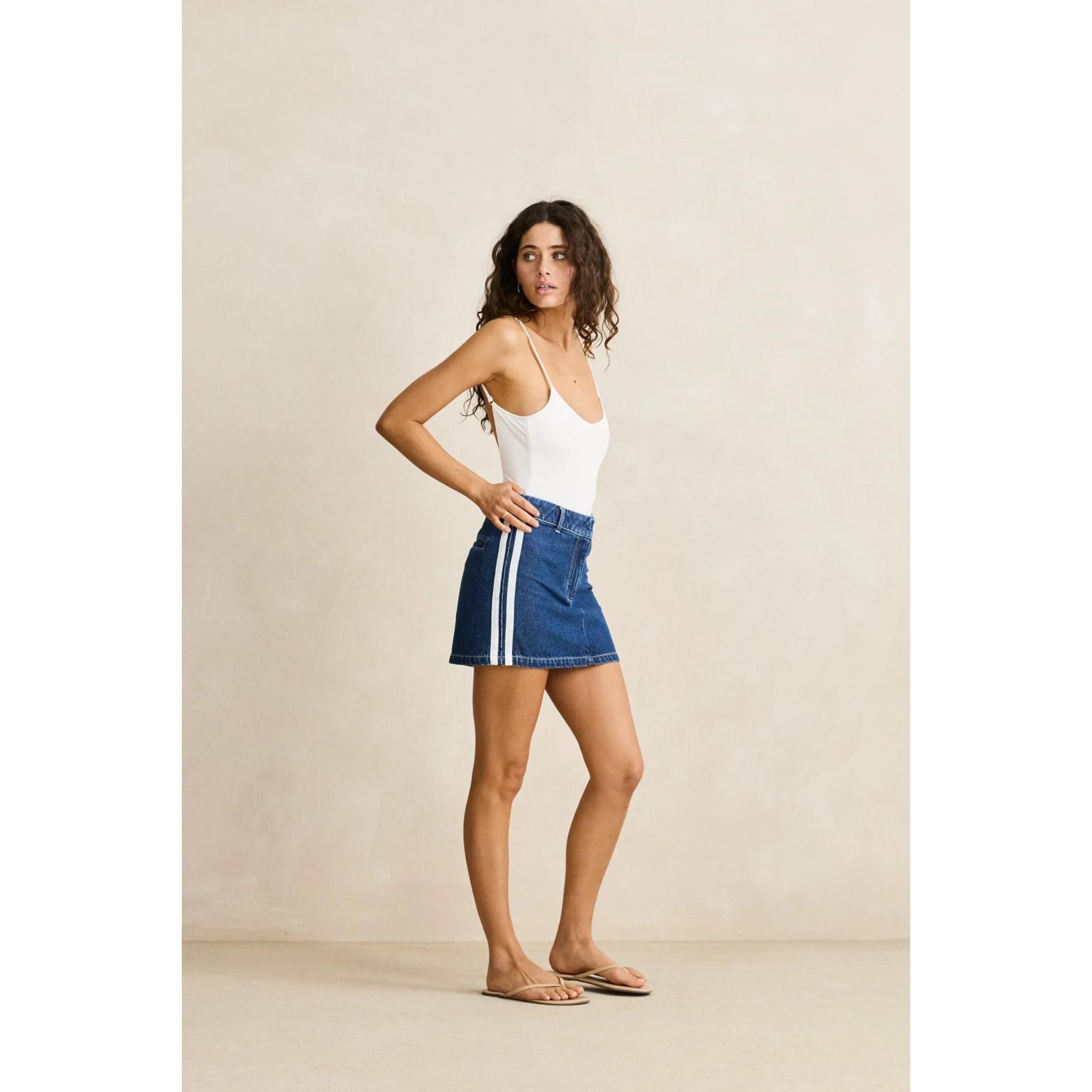 Rhythm Contrast Denim Skirt