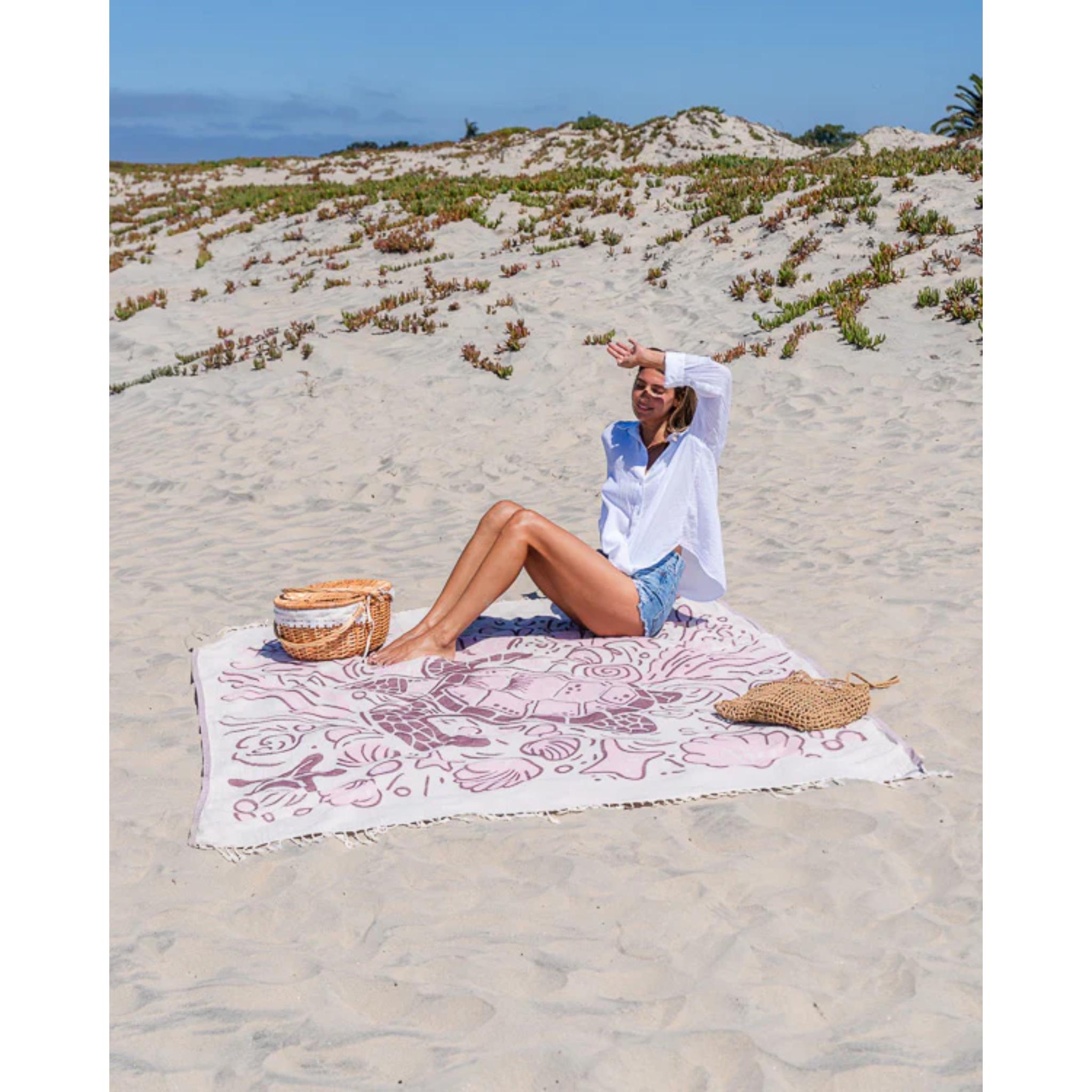 Sand Cloud Coral Turtle - X-Large Beach Towel