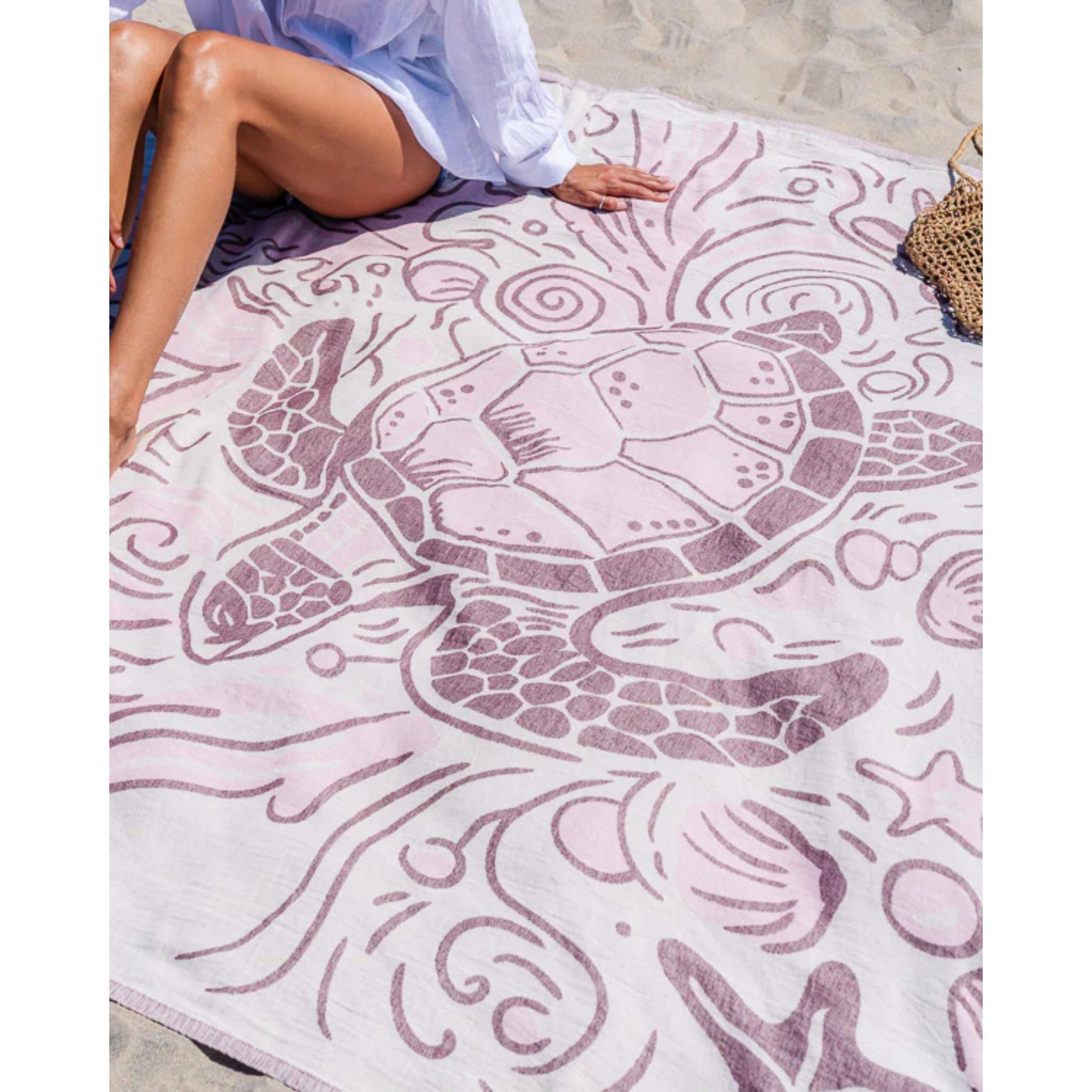 Sand Cloud Coral Turtle - X-Large Beach Towel