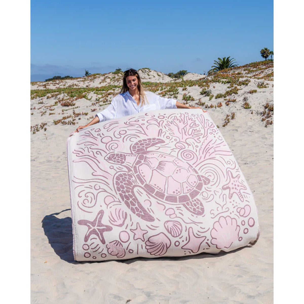 Sand Cloud Coral Turtle - X-Large Beach Towel
