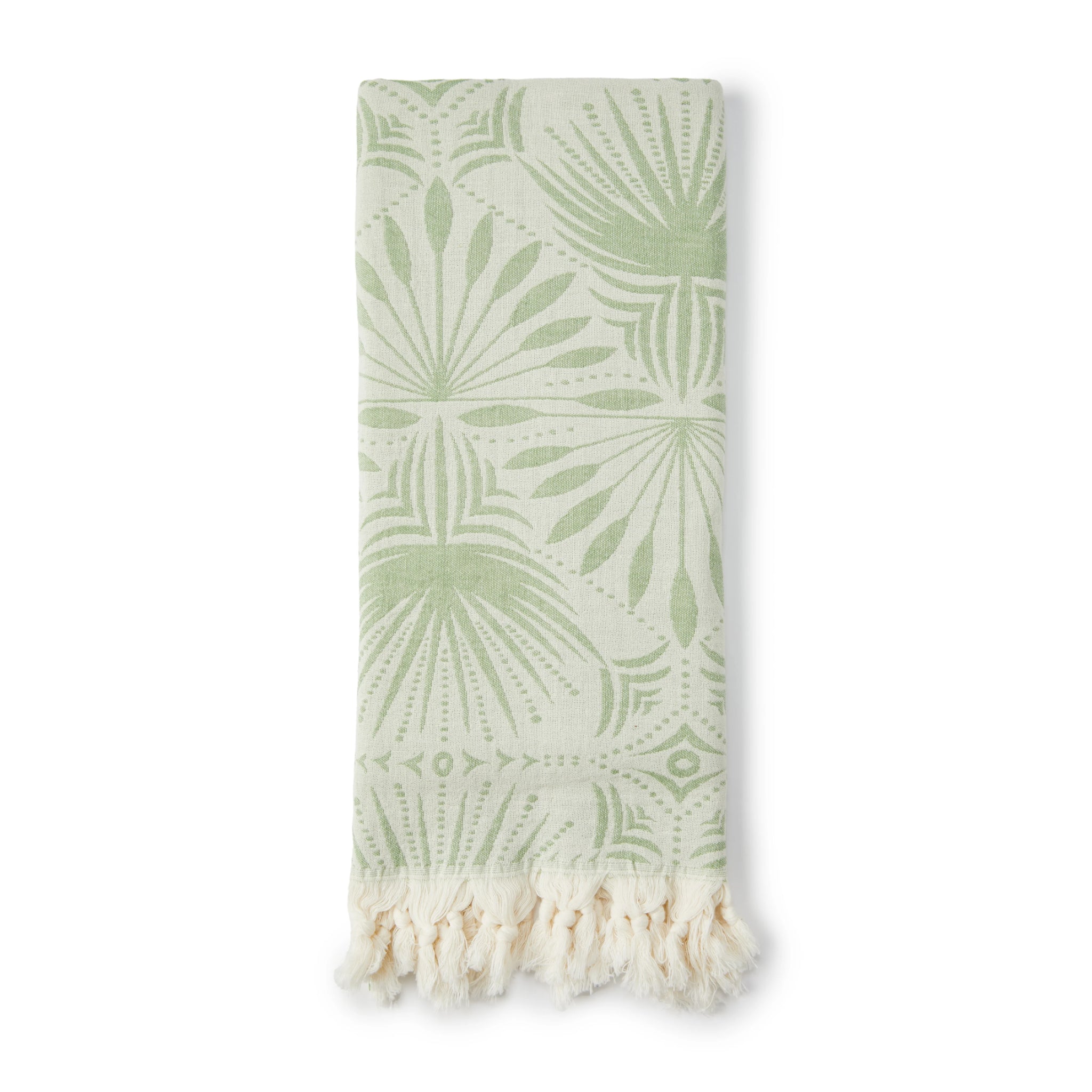 Salty Shadows Frond Pattern Turkish Towel Palm