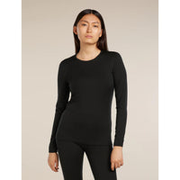 Icebreaker Womens Merino Oasis Long Sleeve Crewe Top Black