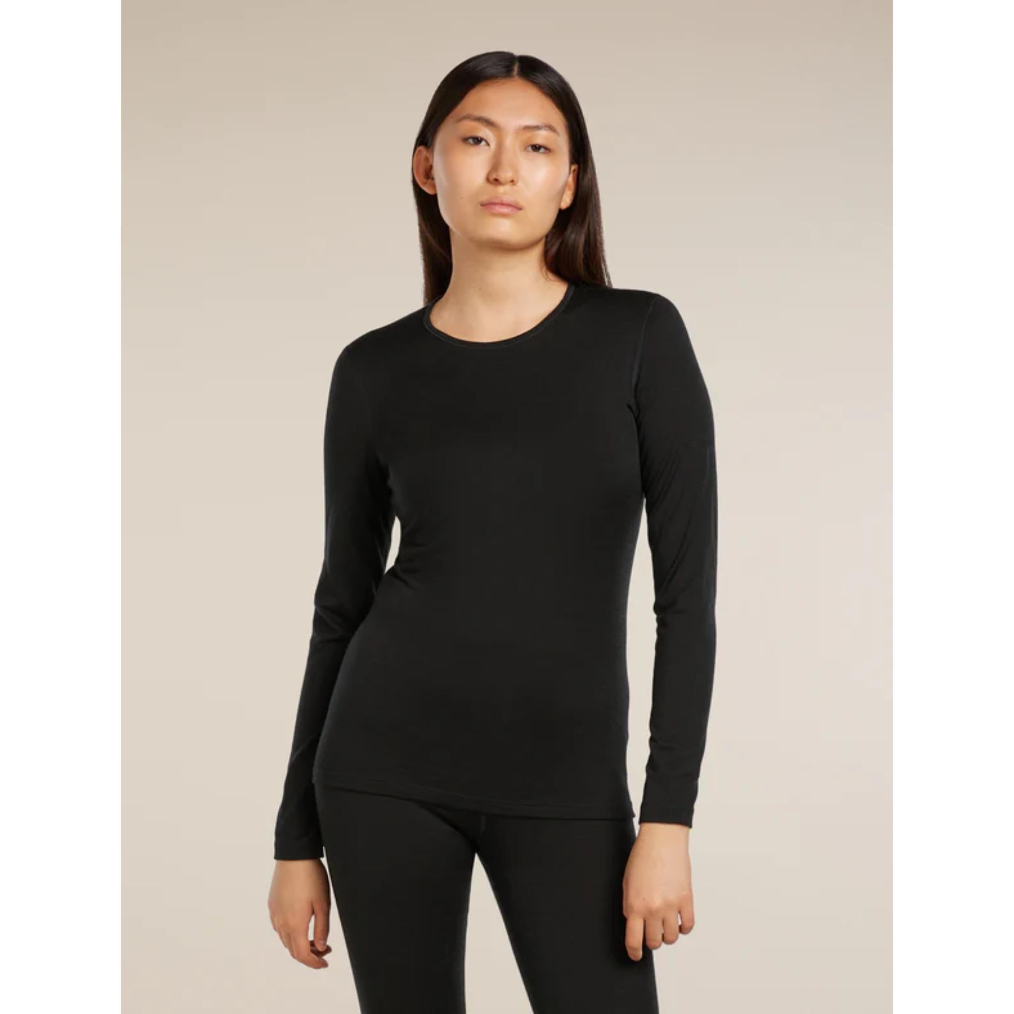 Icebreaker Womens Merino Oasis Long Sleeve Crewe Top Black