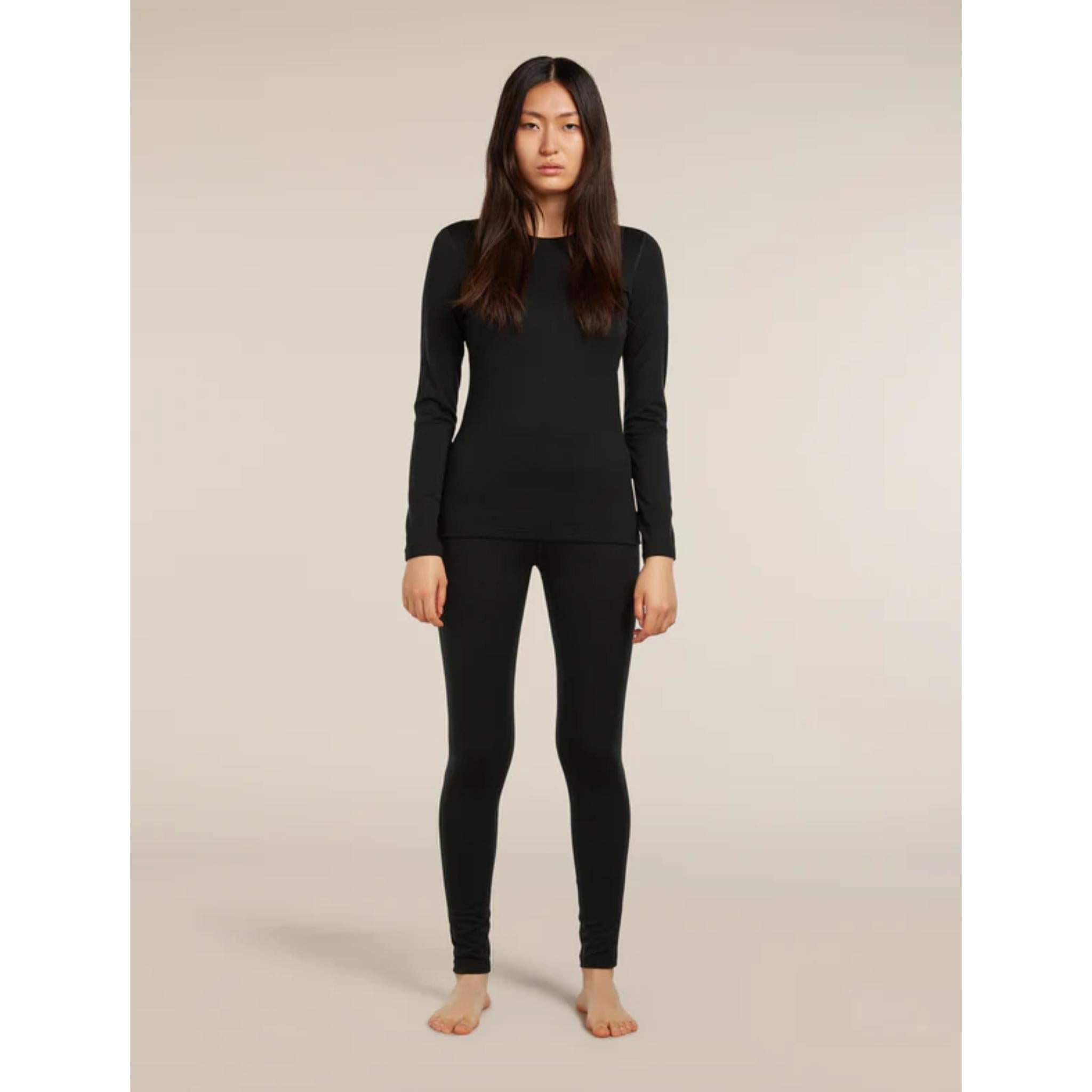 Icebreaker Womens Merino Oasis Long Sleeve Crewe Top Black