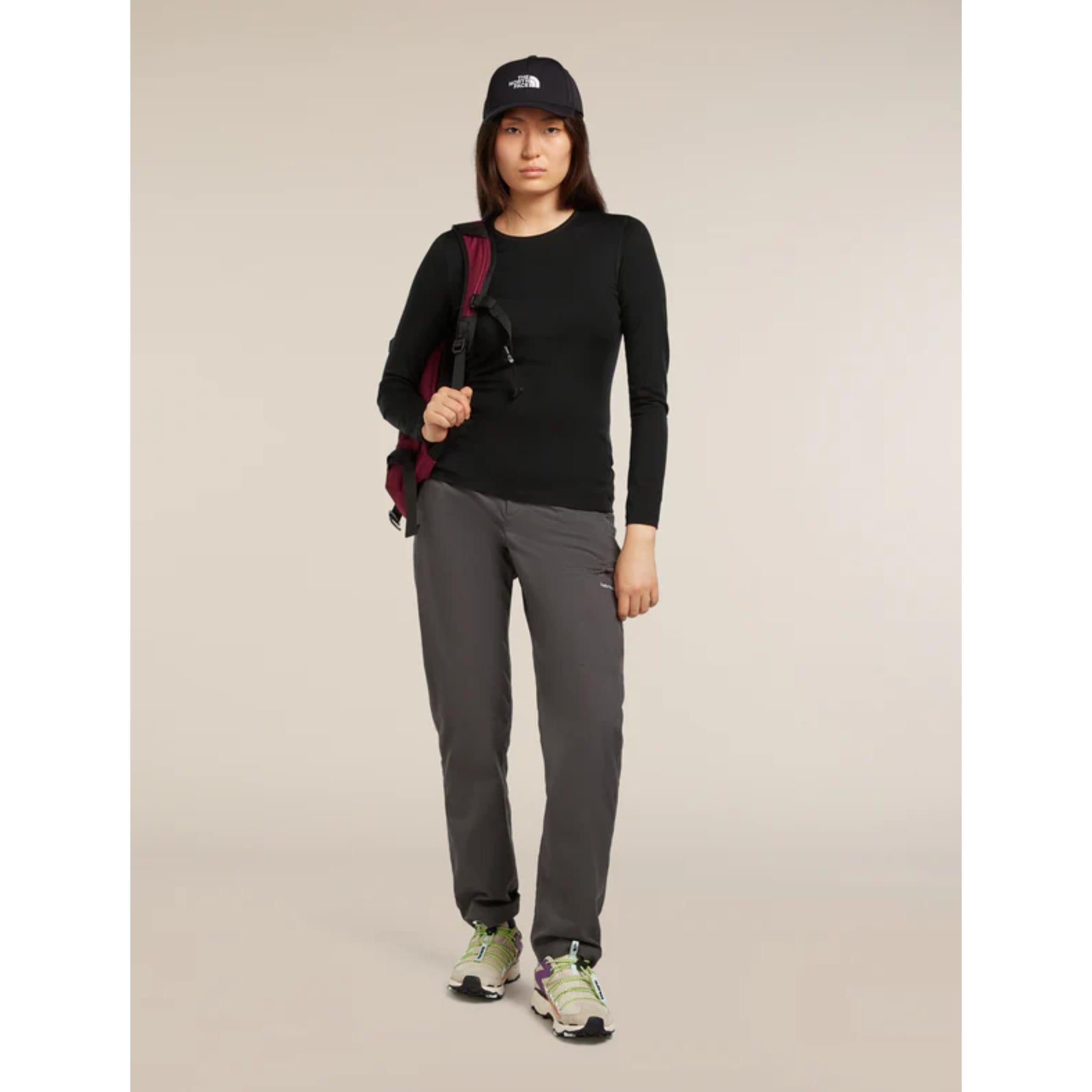 Icebreaker Womens Merino Oasis Long Sleeve Crewe Top Black