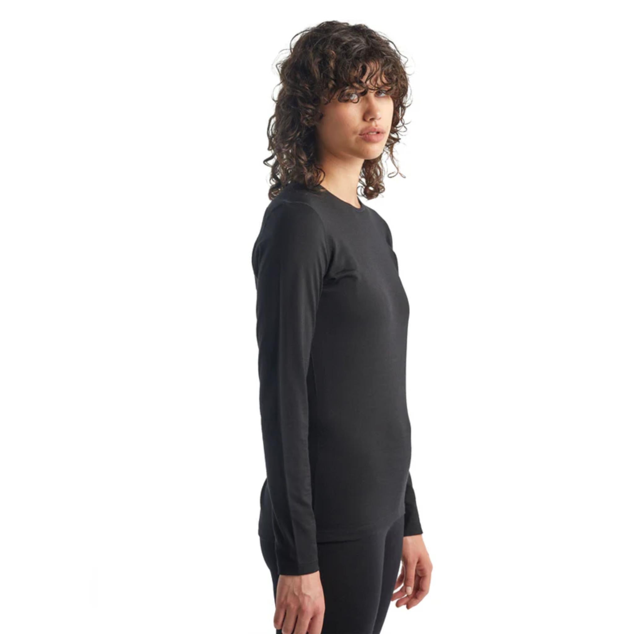 Icebreaker Womens Merino Oasis Long Sleeve Crewe Top Black