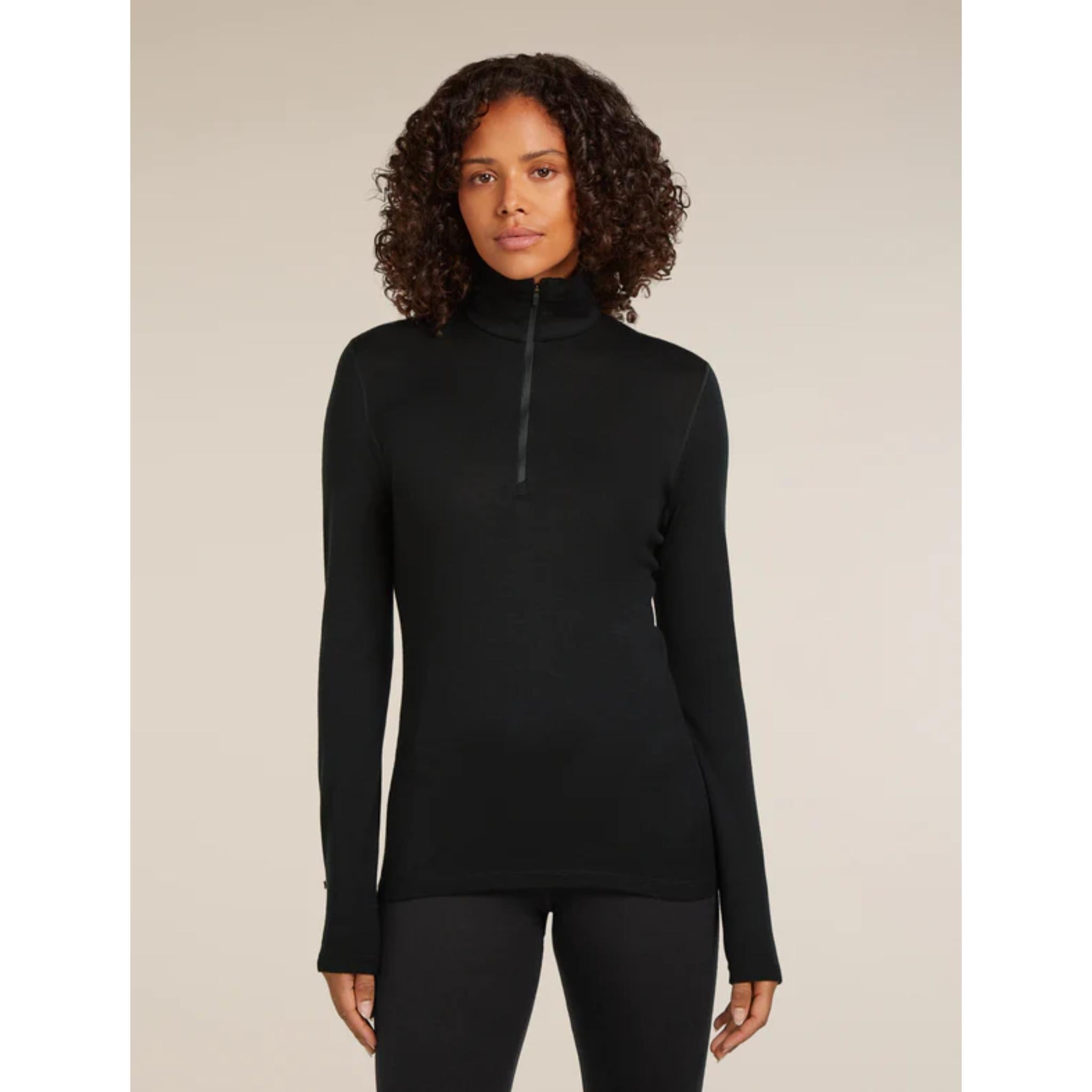 Icebreaker Womens Merino 260 Oasis Long Sleeve Half Zip Top Black