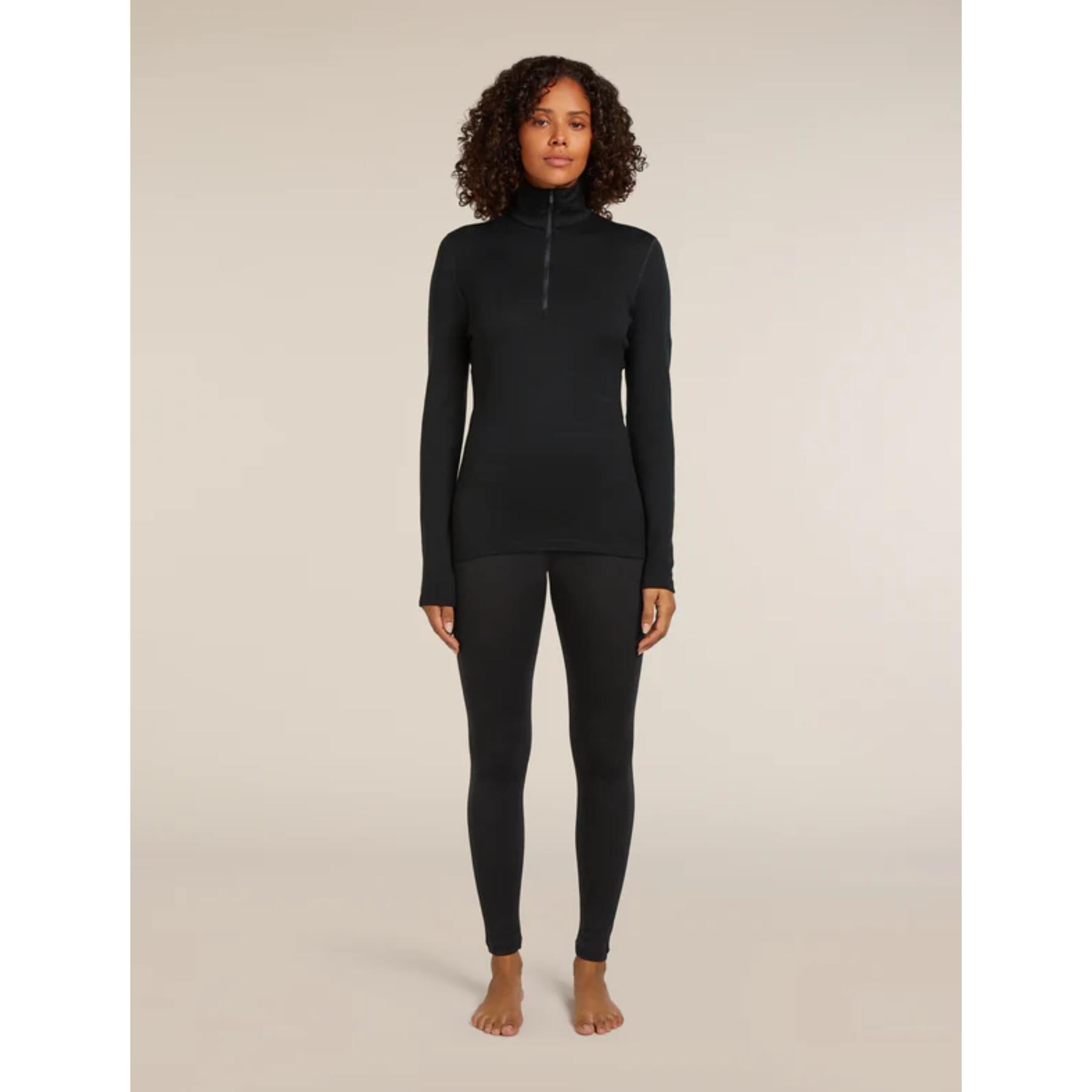 Icebreaker Womens Merino 260 Oasis Long Sleeve Half Zip Top Black
