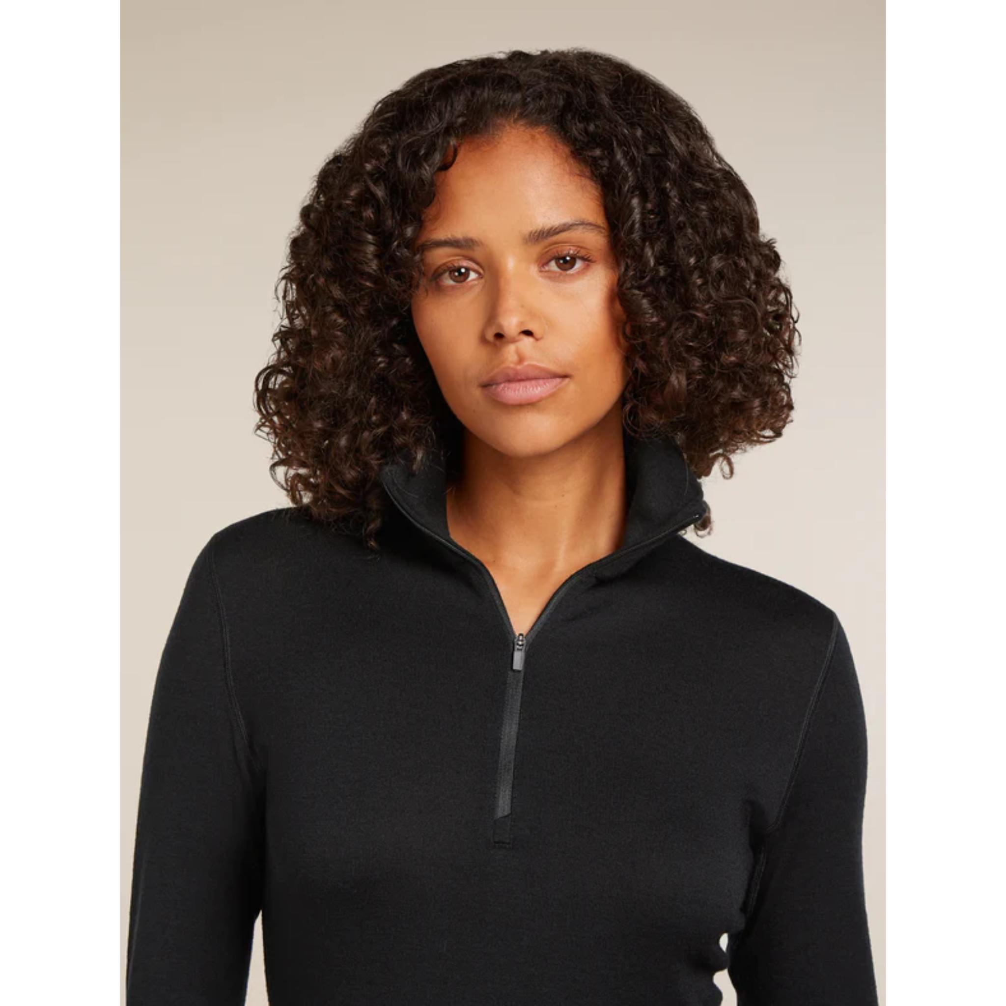 Icebreaker Womens Merino 260 Oasis Long Sleeve Half Zip Top Black