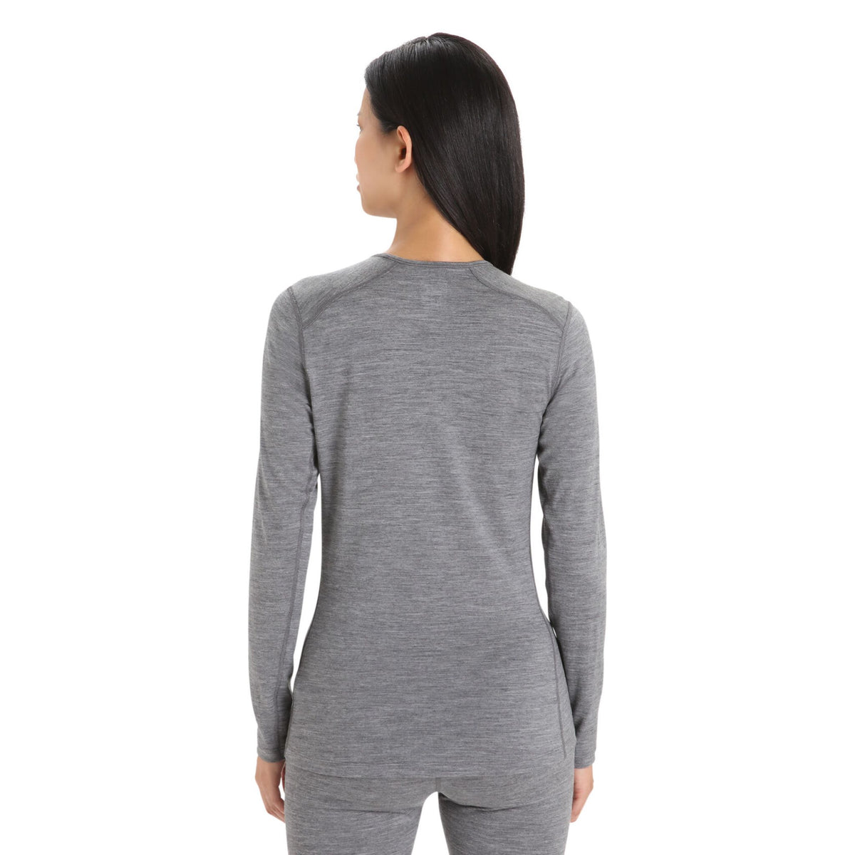 Icebreaker Womens 200 Oasis Long Sleeve Crewe Thermal Top - Gritstone Heather