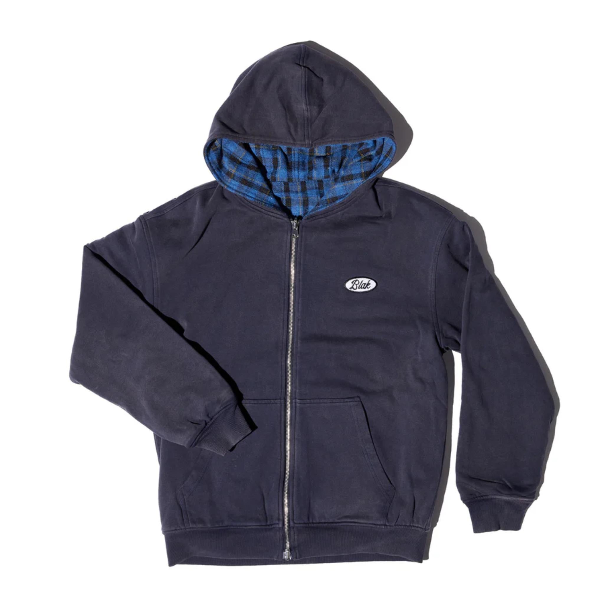 Blak Headwear Janitor Reversible Zip Up Hoodie WASHED NAVY / FLANNEL S