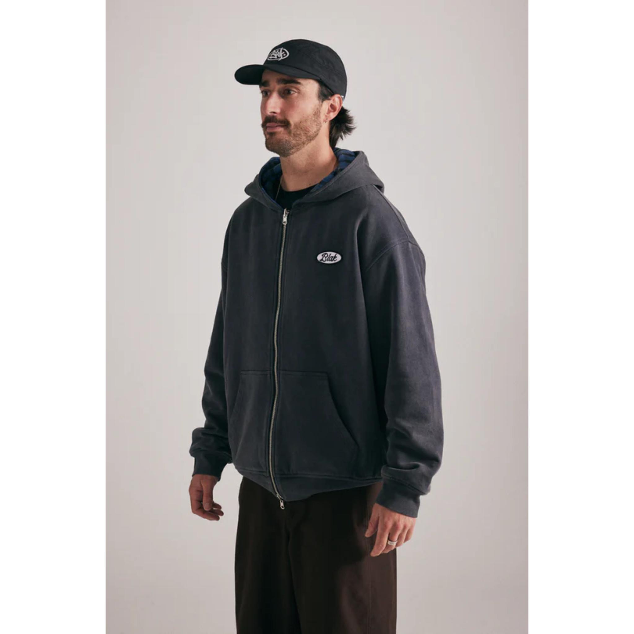 Blak Headwear Janitor Reversible Zip Up Hoodie WASHED NAVY / FLANNEL S