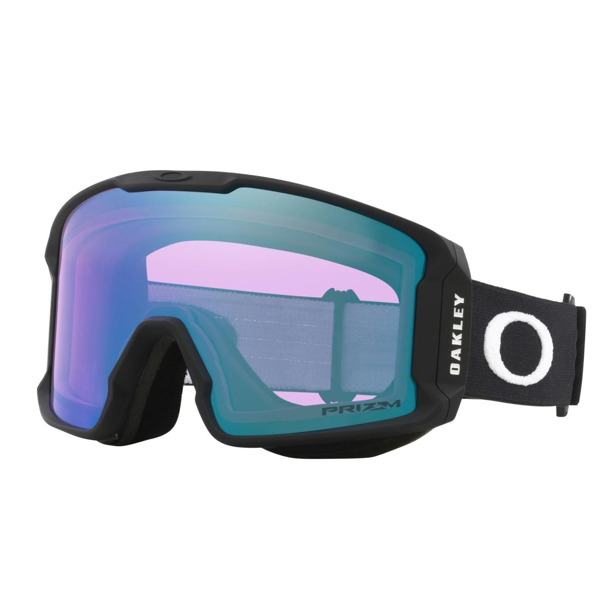 Oakley goggles with blue and pink lens on a white background