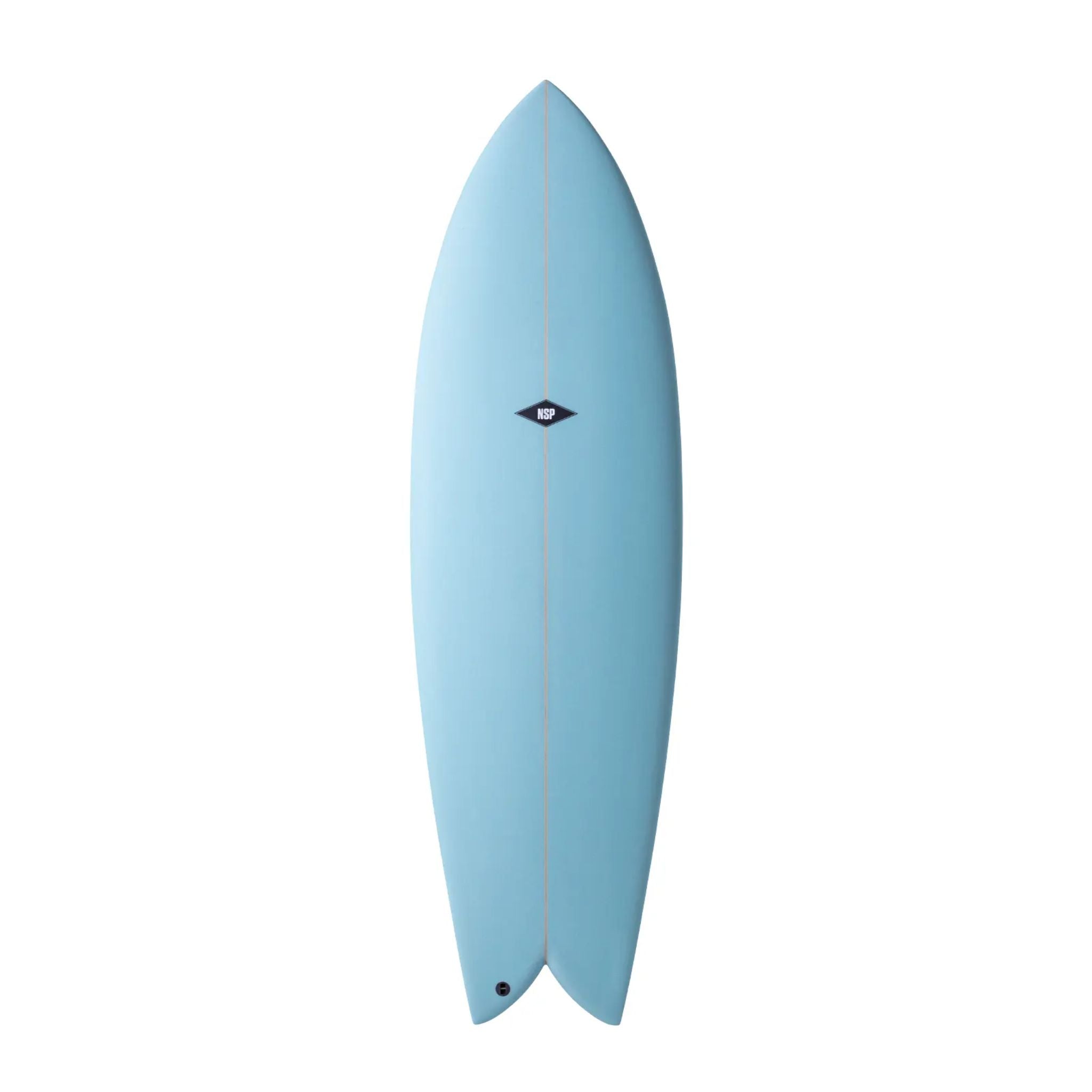 NSP Double Vision Twin Fin Surfboard PU Futures CYAN 5 6