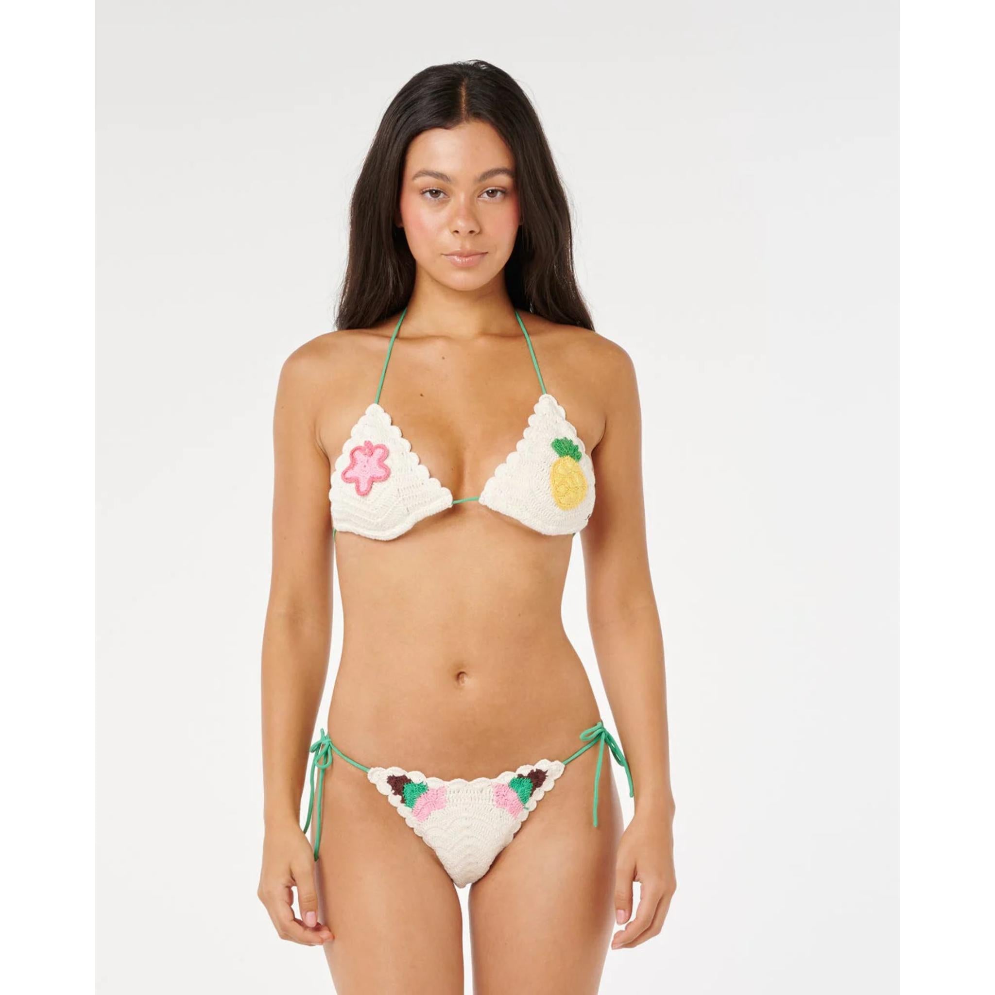 Rip Curl Luau Crochet Tie Side Cheeky Bikini Bottom