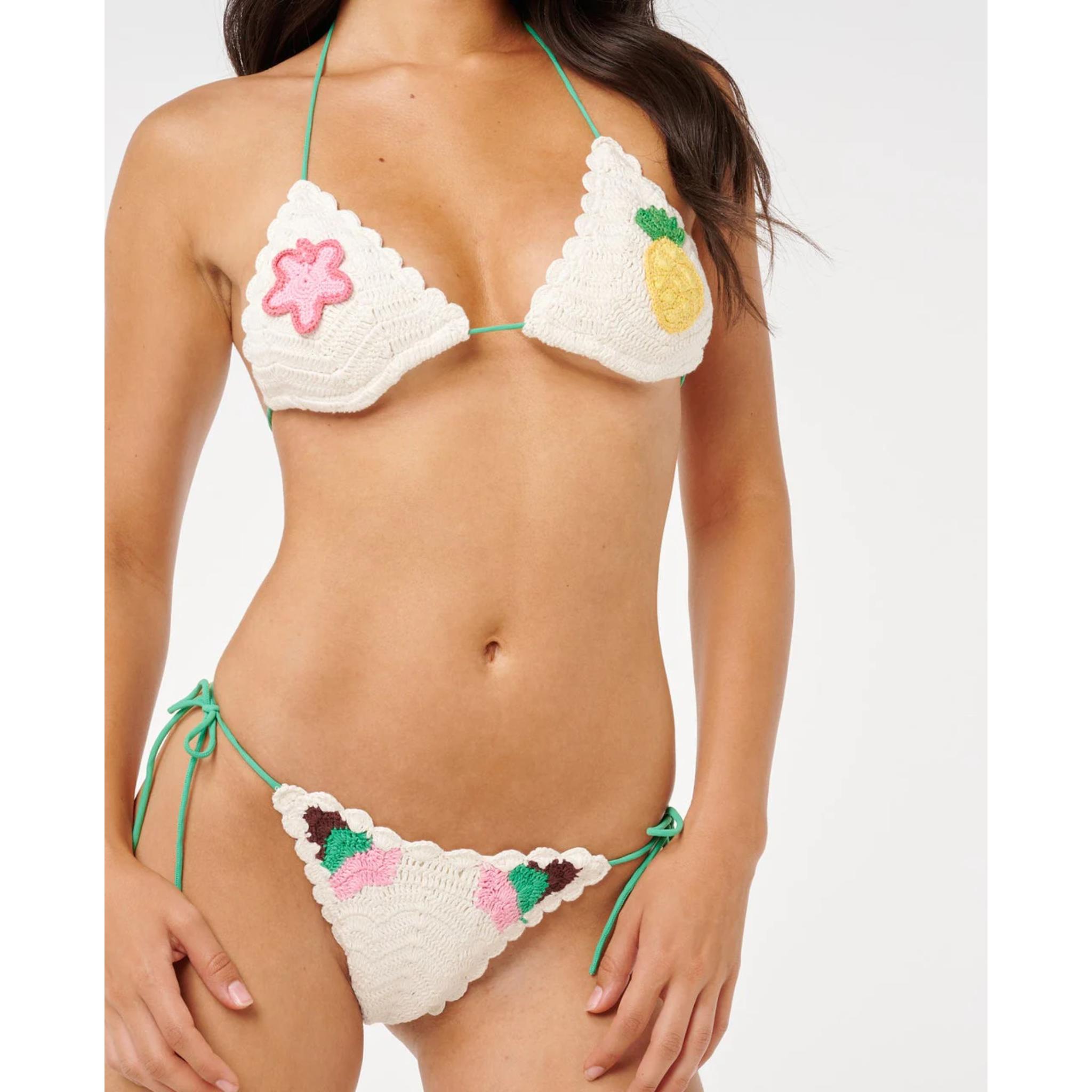 Rip Curl Luau Crochet Tie Side Cheeky Bikini Bottom