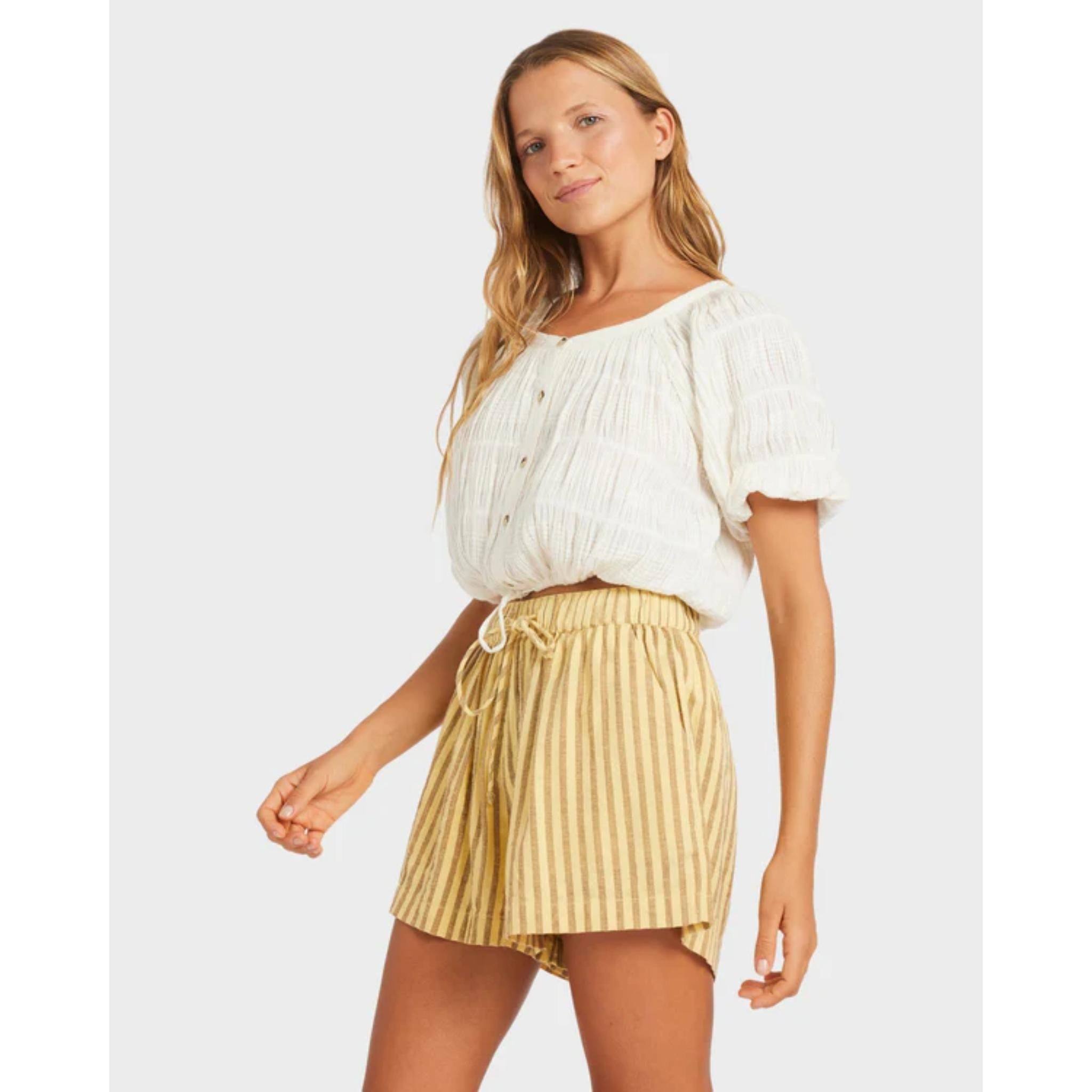 Roxy Mercado Stripe Elastic Waist Shorts