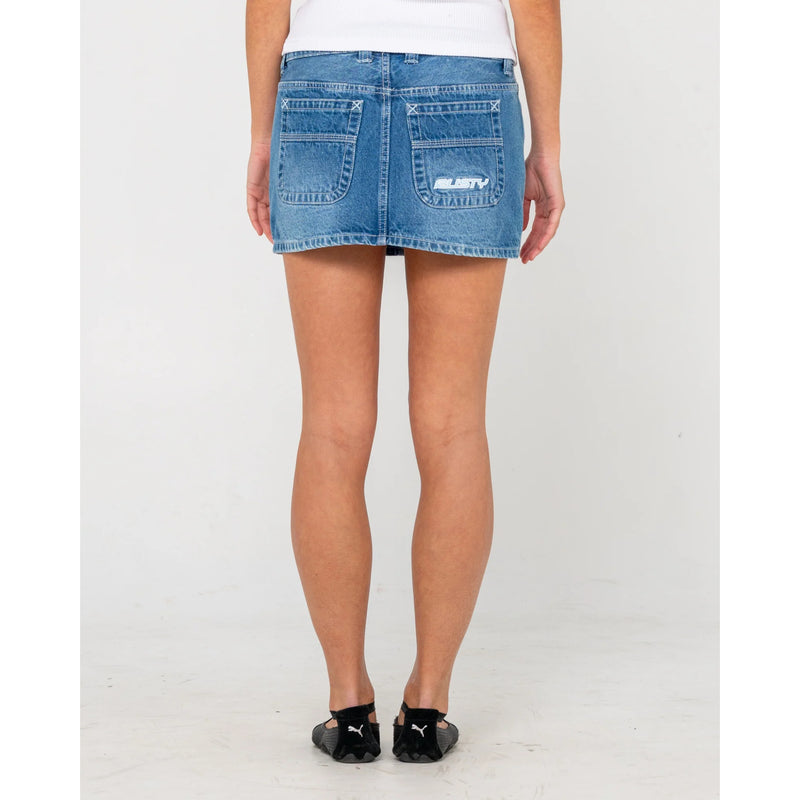 Rusty Flip Mommy Low Rise Mini Denim Skirt