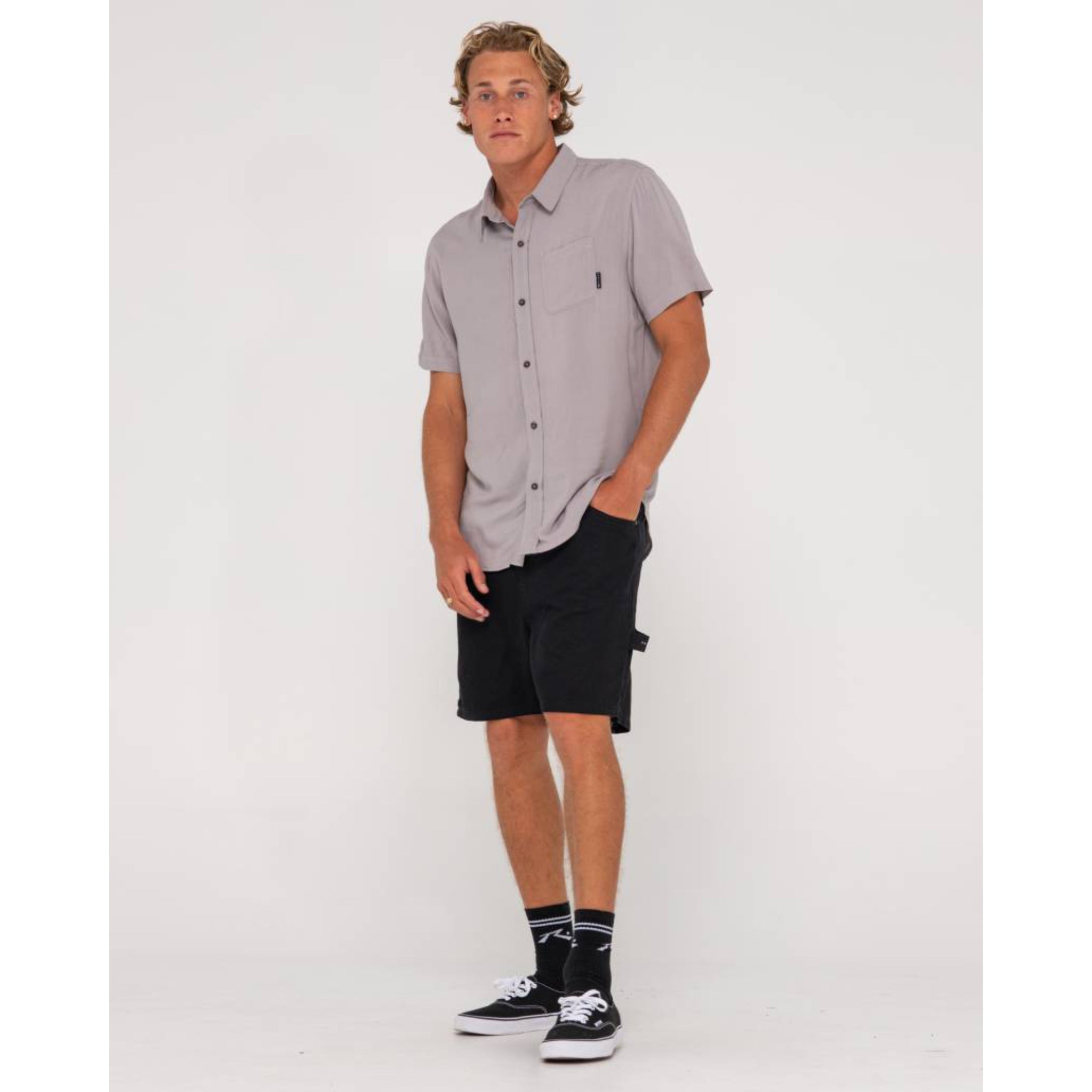 Rusty Razor Blade SS Rayon Shirt