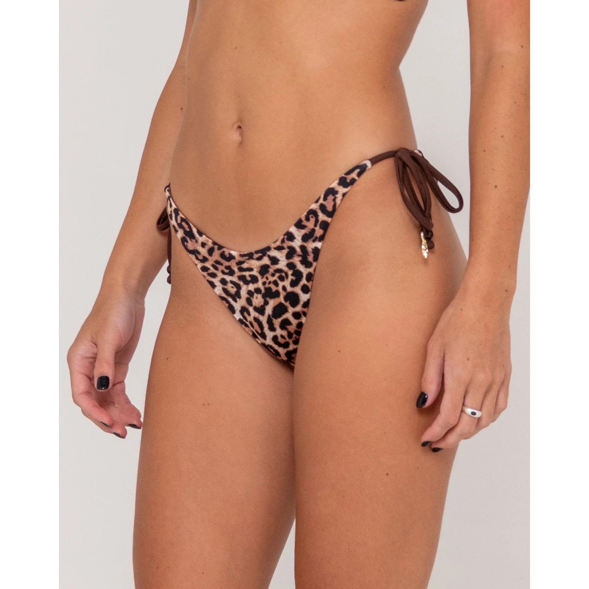 Rusty Lennie Leopard Midi Tie Bikini Bottom