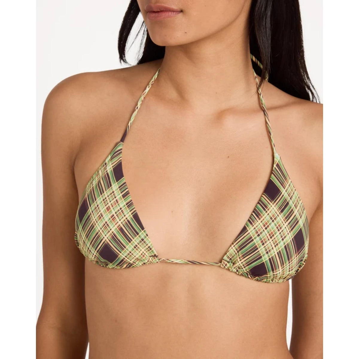 RVCA Boulevard Plaid Halter Tri Bikini Top