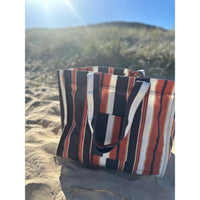 Salty Shadows Oversized Beach Bag - Brown Stripe