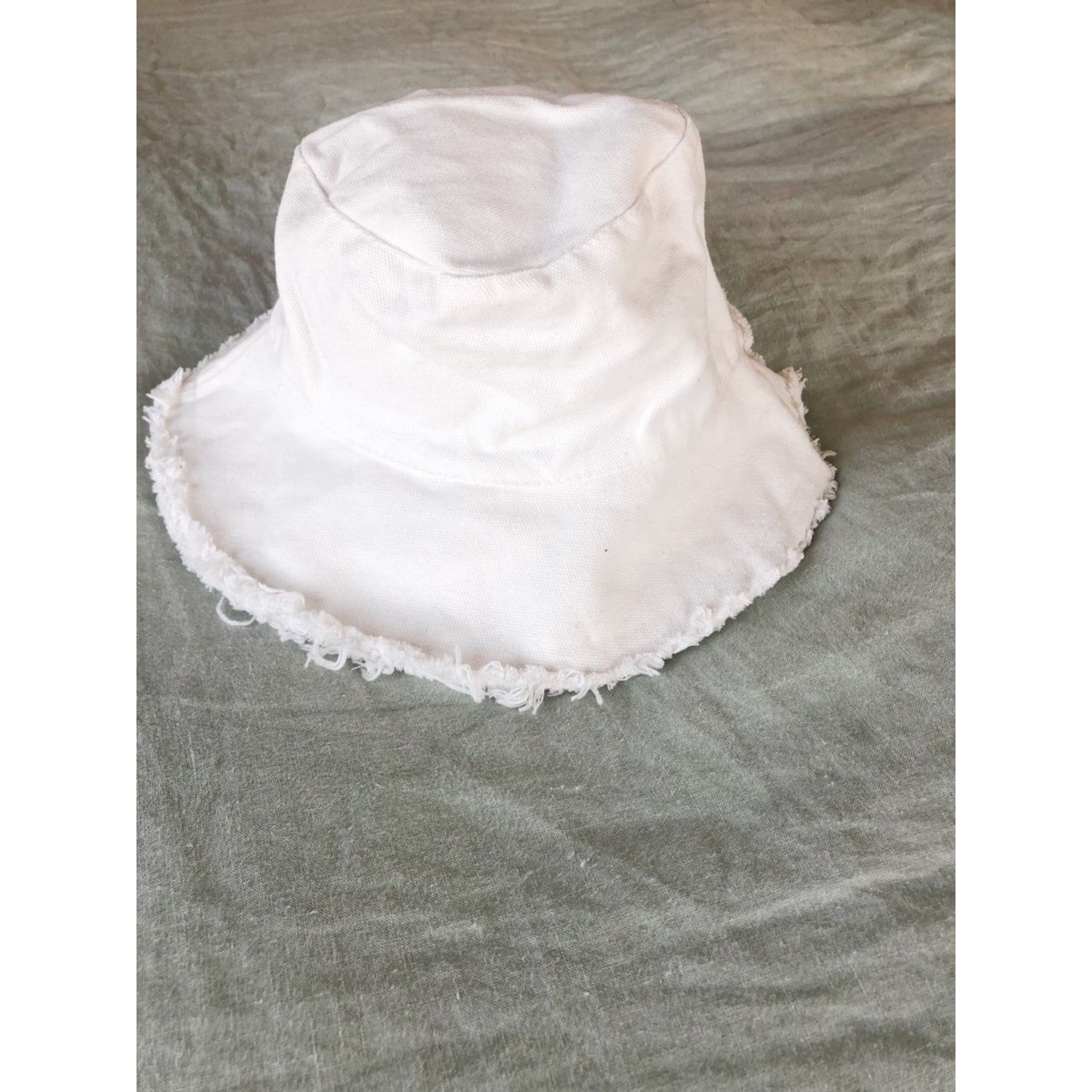 Salty Shadows Frayed Canvas Hat - White