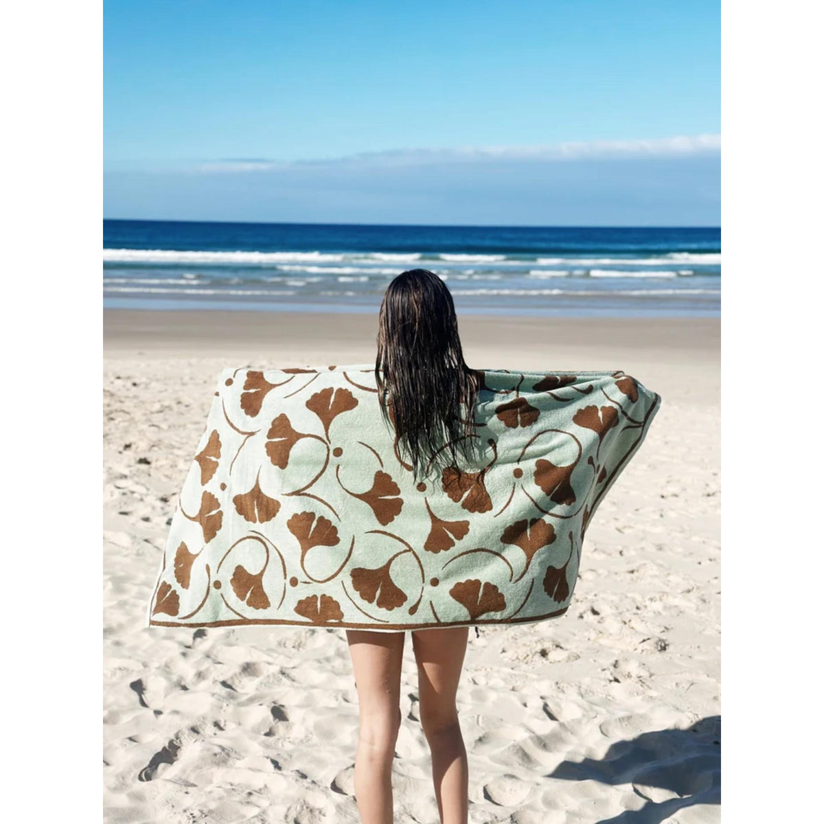 Salty Shadows Ginkgo Beach Towel
