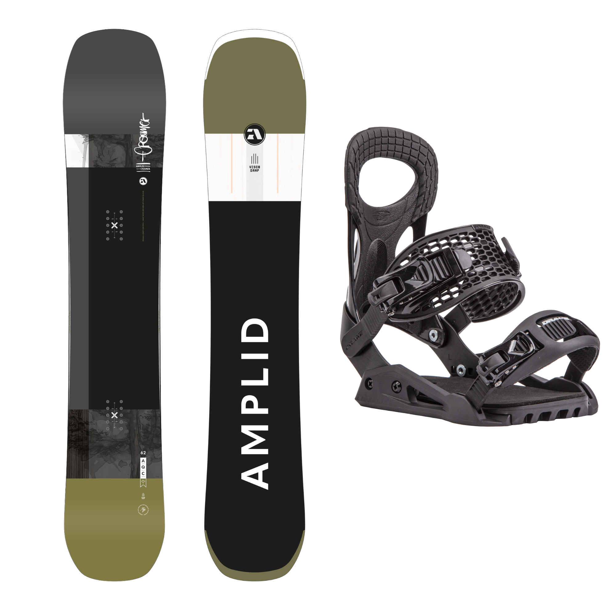 Amplid Creamer Snowboard + Drake King Binding - Package