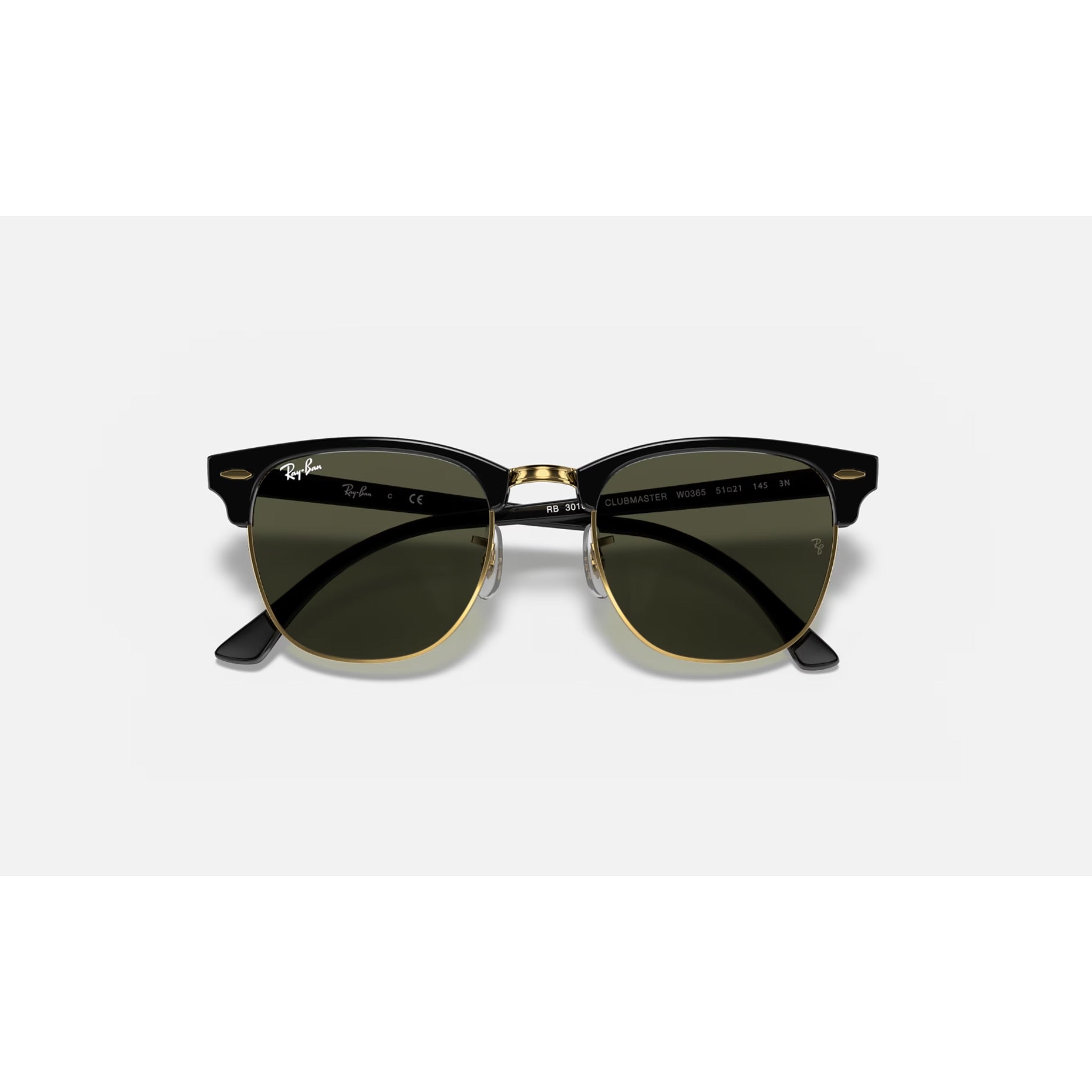 Ray-Ban Clubmaster - Black on Arista w/ G-15 Green Lens