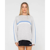 Rusty Womens White Lines Long Sleeve Knit Crew Neck