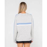 Rusty Womens White Lines Long Sleeve Knit Crew Neck