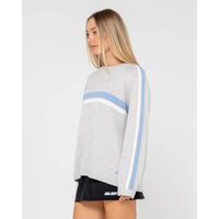 Rusty Womens White Lines Long Sleeve Knit Crew Neck