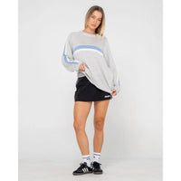 Rusty Womens White Lines Long Sleeve Knit Crew Neck