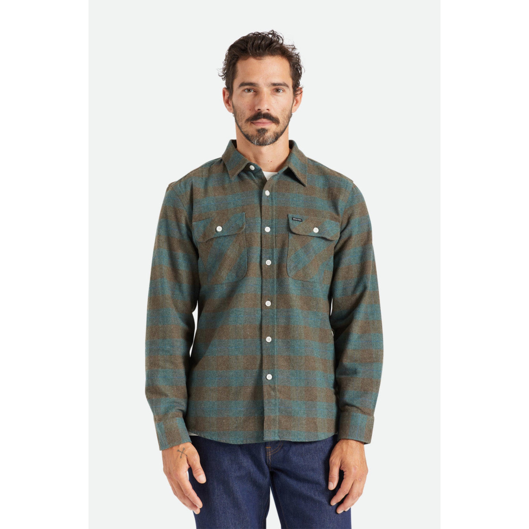 Brixton Bowery LS Flannel - Ocean