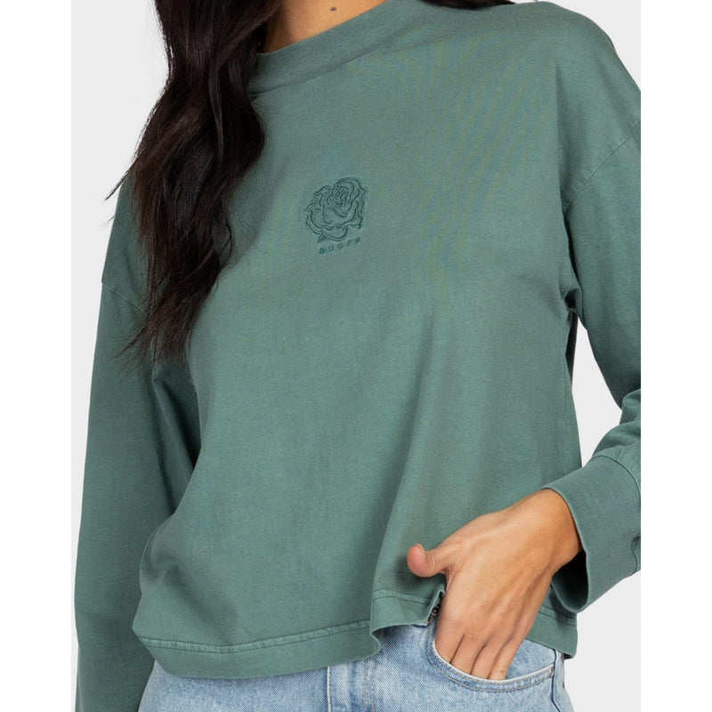Rusty Womens Botanical Rose Long Sleeve Relaxed Tee